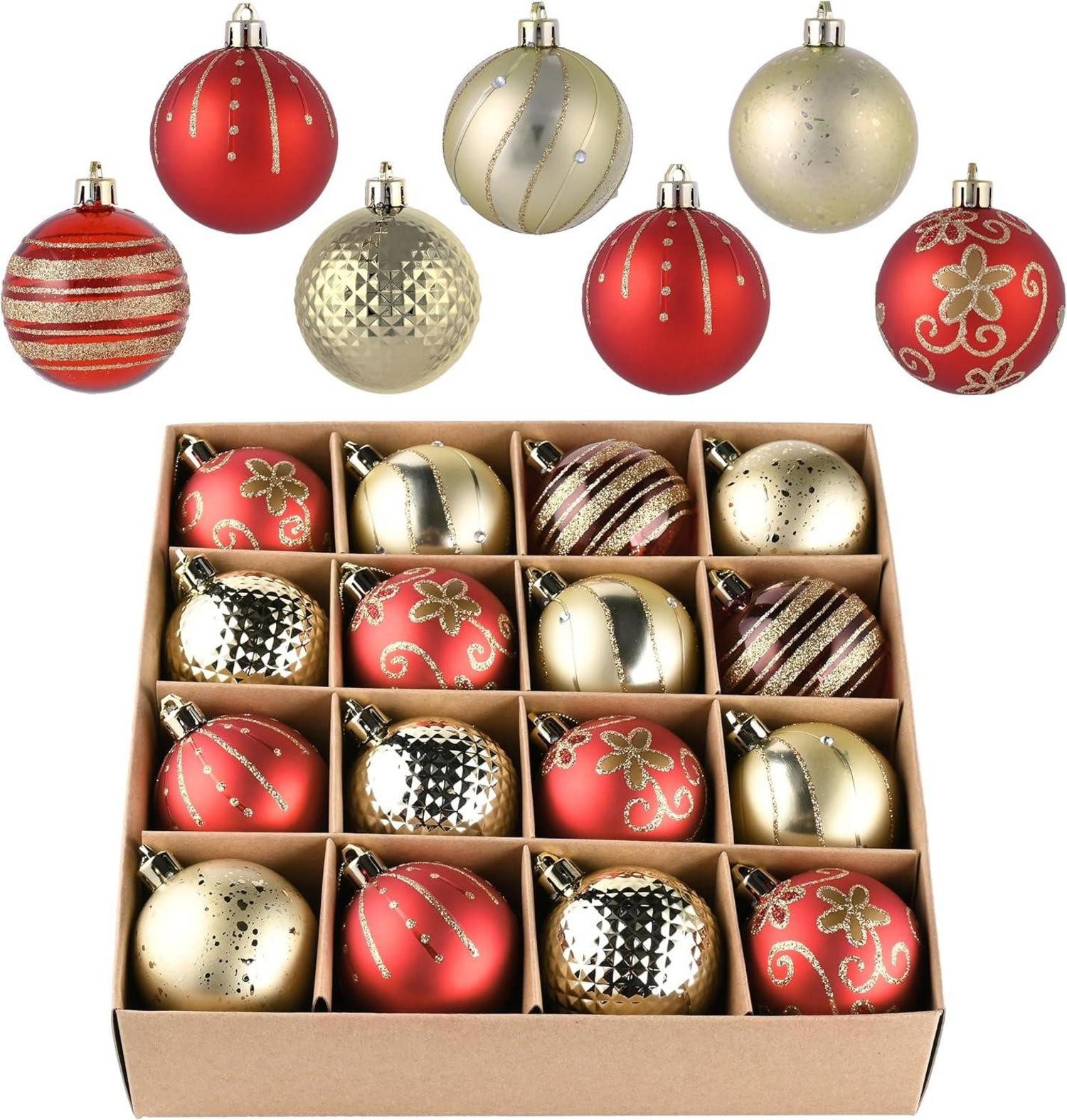 Weihnachtskugeln Kunststoff 10cm Muster / Glitzer 9er Set - Blau Mix 7785 7785 35964