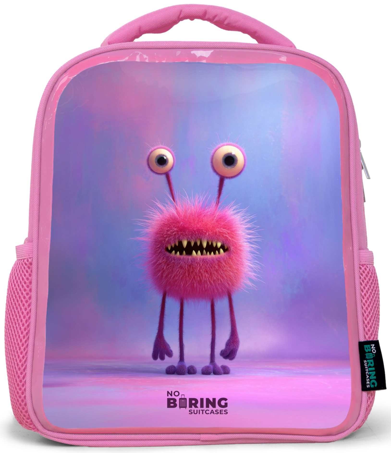 Rucksack Rosa - Rosa pelziges Monster mit großen Augen