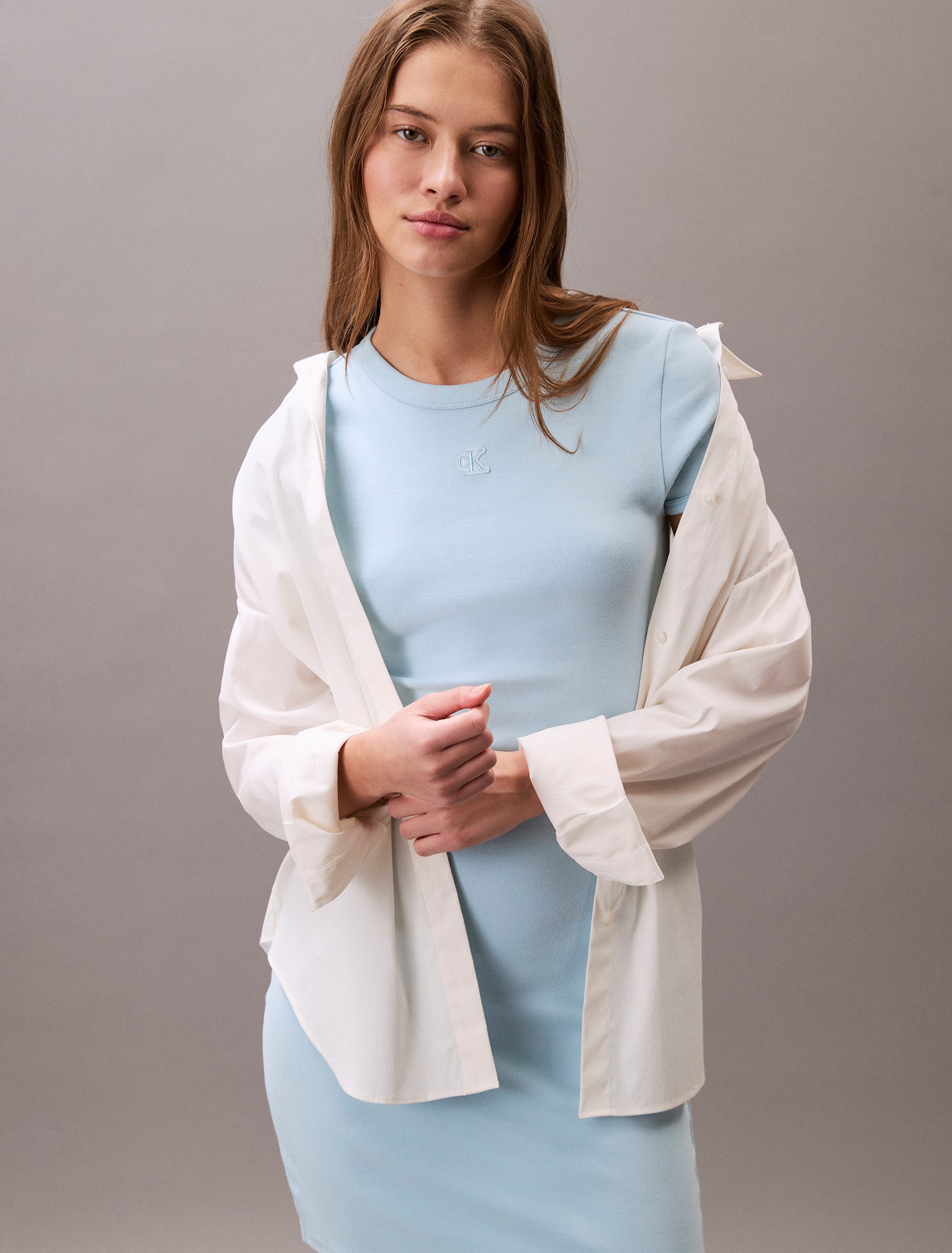 Calvin Klein Jeans Jerseykleid SS CTN CNTR 1X1 RB S Mit Rundhalsausschnitt günstig online kaufen