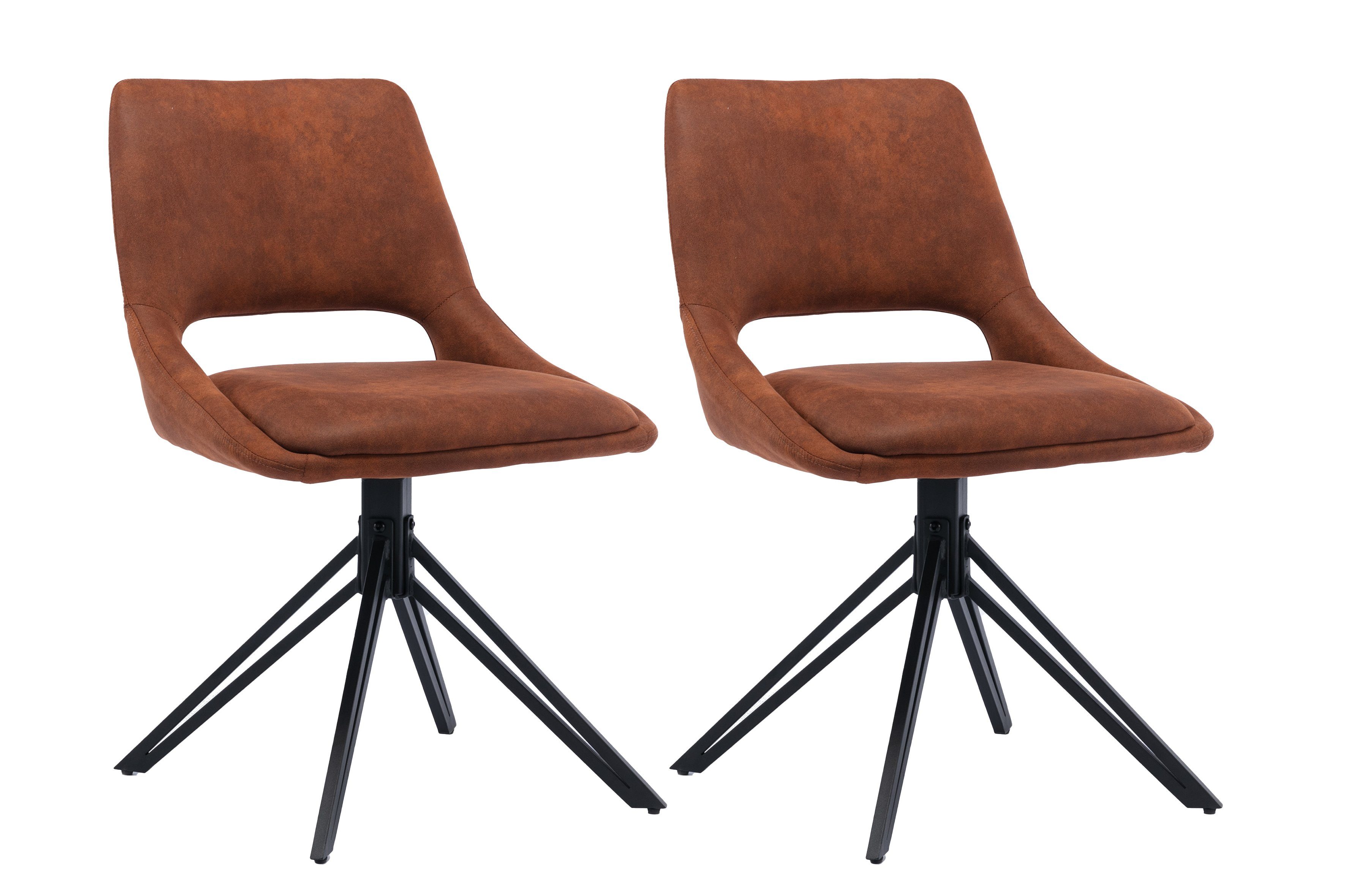 byLIVING Esszimmerstuhl ESMA (2er-Set), 360° drehbare Sitzschale, Beine aus Metall, in verschiedenen Stoffen braun | Stühle