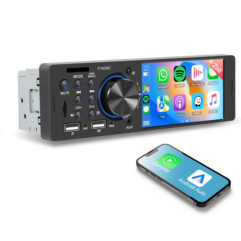 Hikity 1 DIN 4" HD Touch Autoradio mit CarPlay BT Autoradio