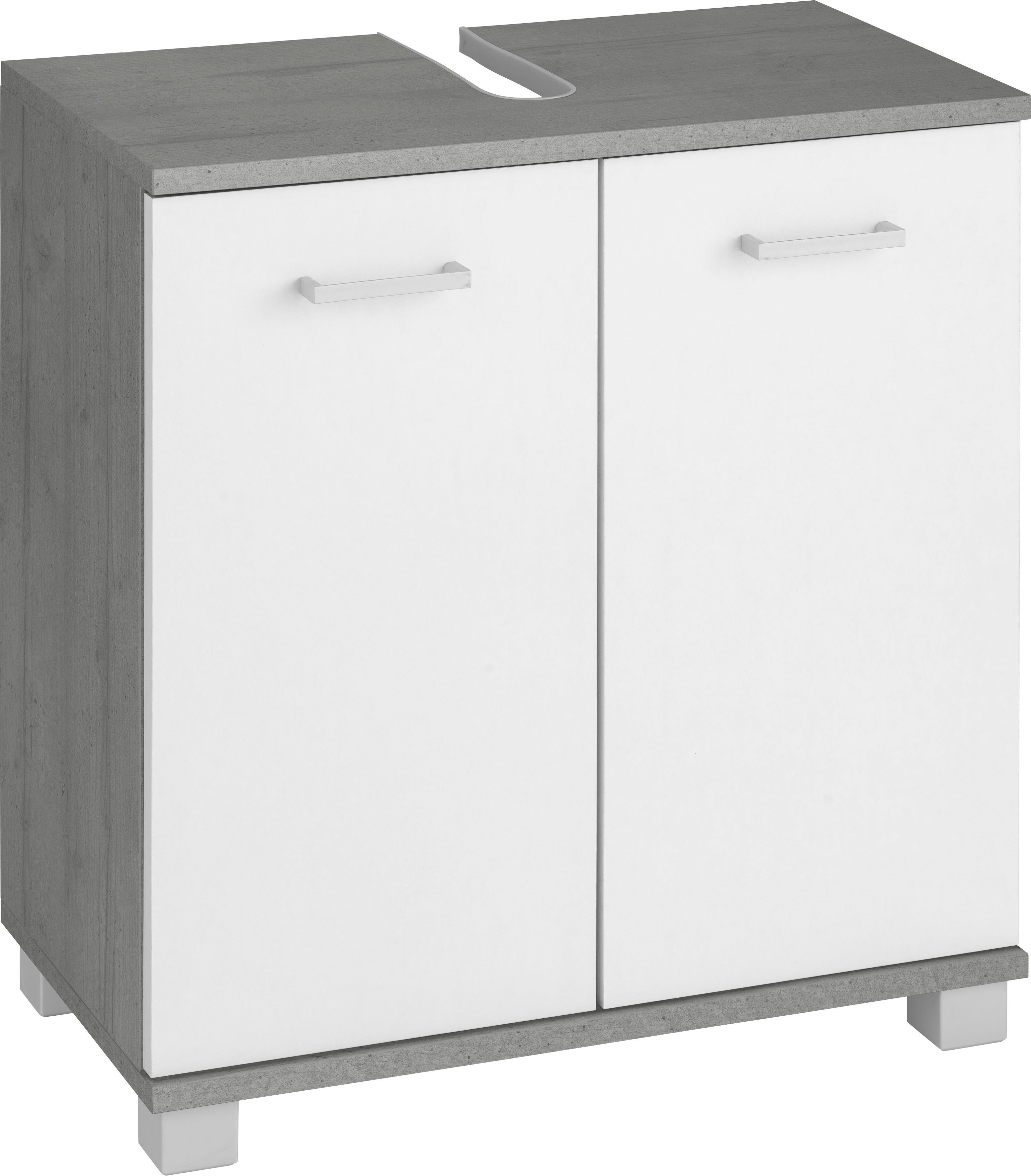 Schildmeyer Waschbeckenunterschrank Mobes Breite/Höhe: 59,8/62,4 cm, Badschrank mit Doppeltür, Zwischenboden steingrau/weiß | steingrau