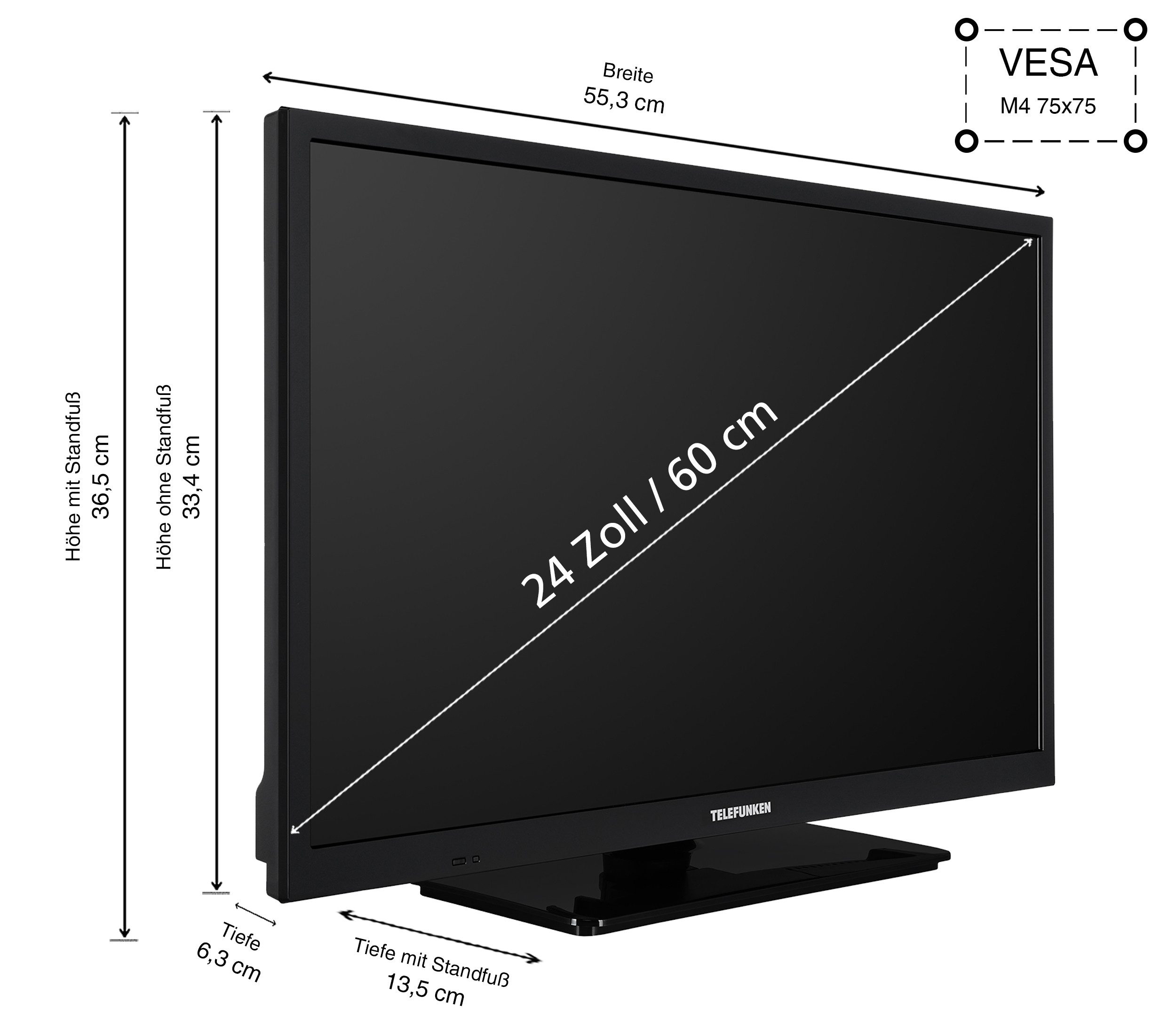 Telefunken XH24O550M LCD-LED Fernseher (60 cm/24 schwarz ! RABATT: 73.57%
