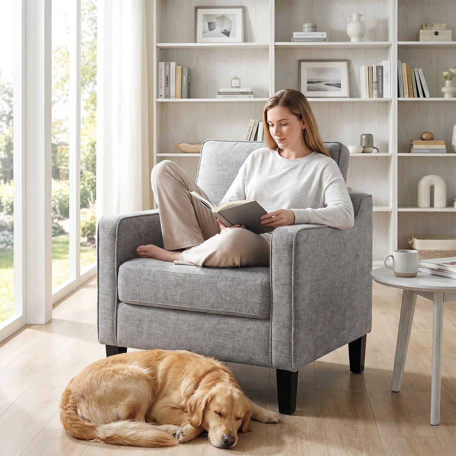 TLGREEN Loungesessel Accent Sessel mit Kissen,Polstersessel – 75×71×90 cm (Bequemes Einzelsitz-sofa),Lesesessel bequem, fur Wohnzimmer, Büro & Wohnung,Apartment – Bild 2 von 5