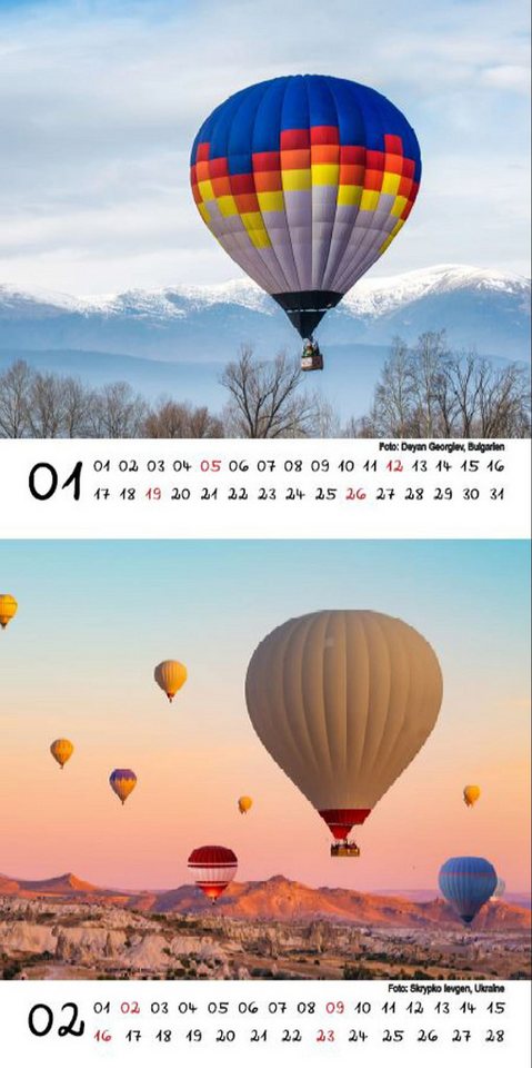 Thumbnail - Seelenzauber Tischkalender Ballonzauber Kalender für 2025 Format 10cm x 10cm Heißluftballon
