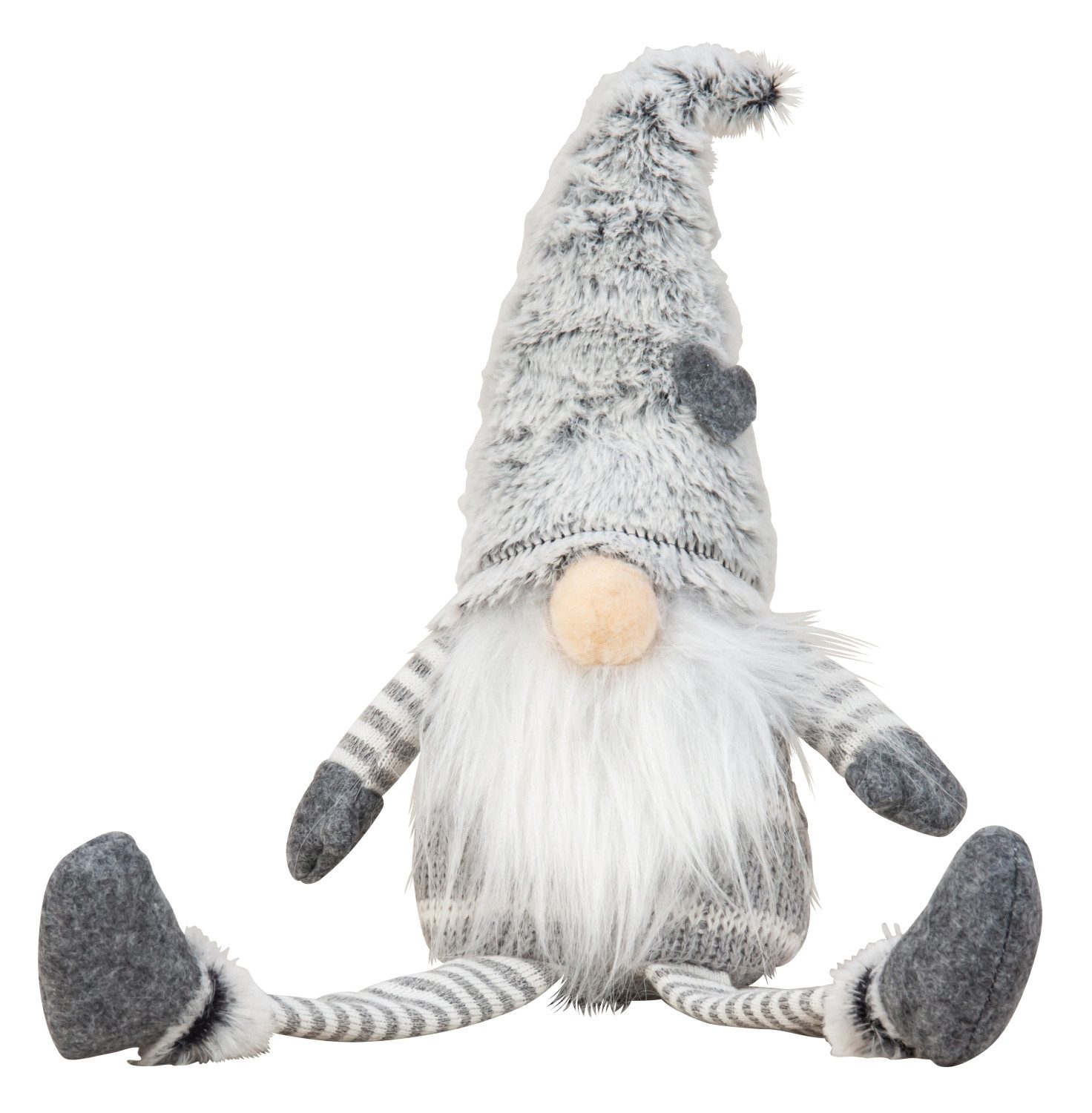 XiRRiX Wichtel Süße Kantenhocker Wichtelfigur Jacob (Weihnachts Deko, Weihnachtswichtel), mit weicher Zipfelmütze in Grau