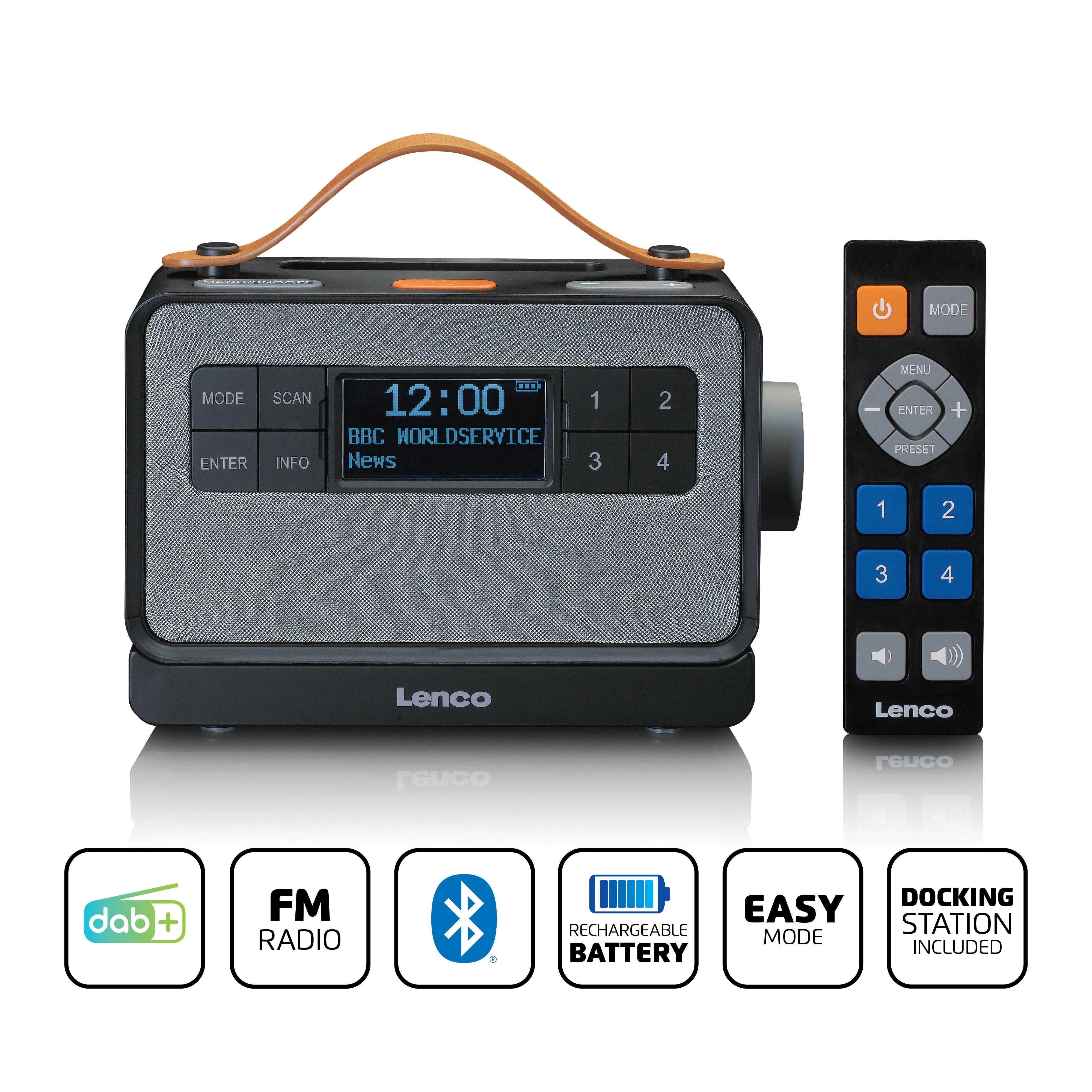 Lenco PDR-065BK UKW-Radio (DAB+,FM, 4 W, Seniorenradio, DAB+, Bluetooth, großeTasten, EasyModus & 8h. Akku)