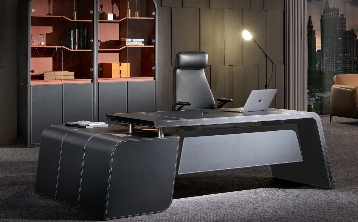 JVmoebel Eckschreibtisch Schwarzer Eckschreibtisch aus Holz mit modernem Design (1-St., 1 Eckschreibtisch), Made in Europa