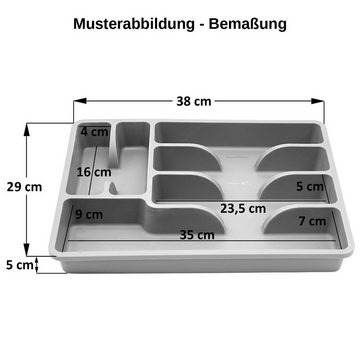 Engelland Besteckkasten Besteckeinsatz für Schubladen 30 cm (Vorteils-Set, 1 St., 38 x 29 x 5 cm), BPA-frei, robuster PP-Kunststoff, für alle handelsüblichen Schubladen