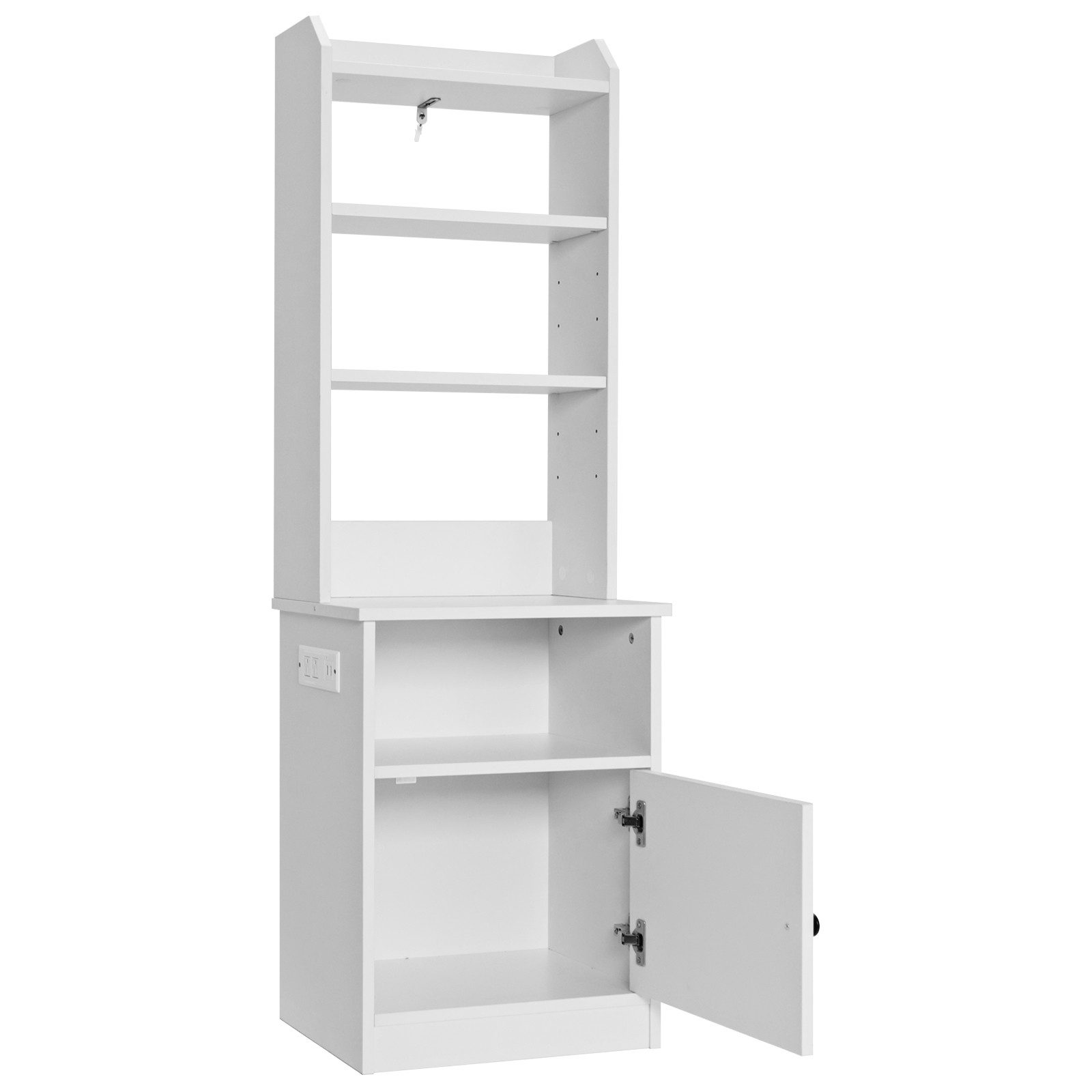 COSTWAY Nachttisch, mit verstellbarem Regal & Розетки & USB-Anschluss