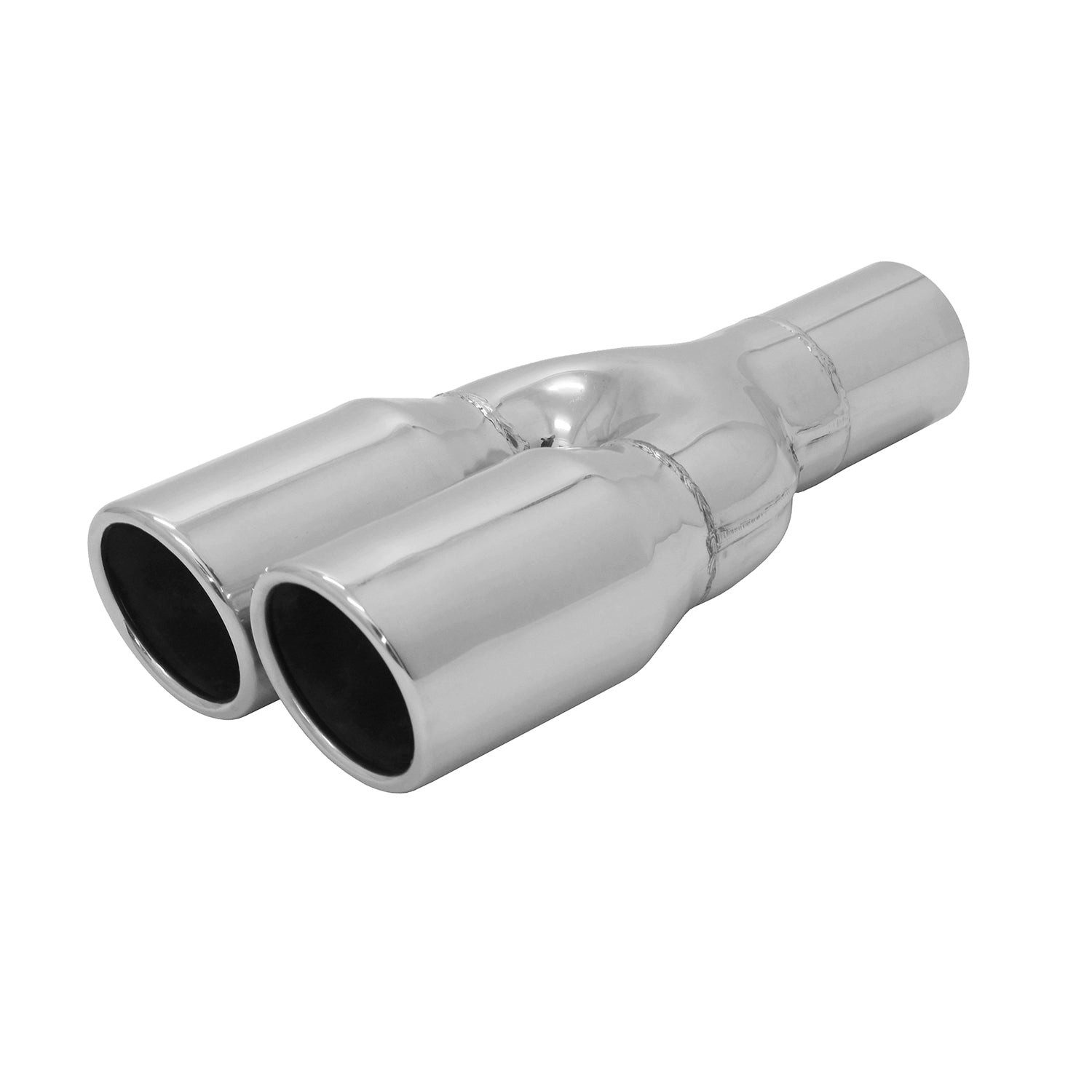 OMAC Auspuff-Flexrohr Endrohr Edelstahl Y 2x76mm Endschalldämpfer mit ABE, (1-tlg), Leicht austauschbar - Doppelter Ausgang