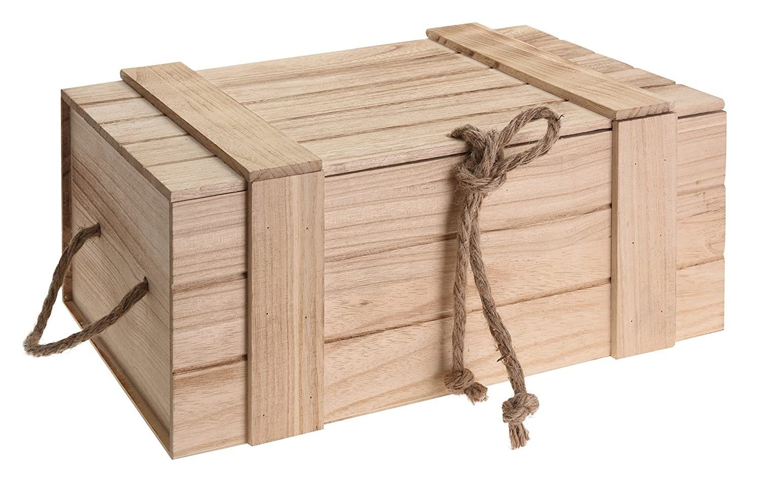 Meinposten Holzkiste »Trudi Kiste mit Deckel geflammt vintage alt Truhe  Natur Box Behälter Weinkiste«