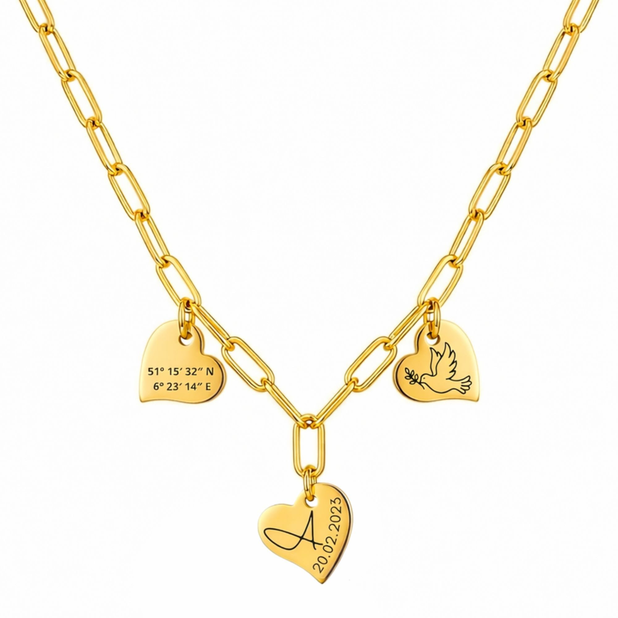 Kette mit Anhänger mit Gravur Personalisierte Halskette Damen Herzkette Gravur persönliches Geschenk