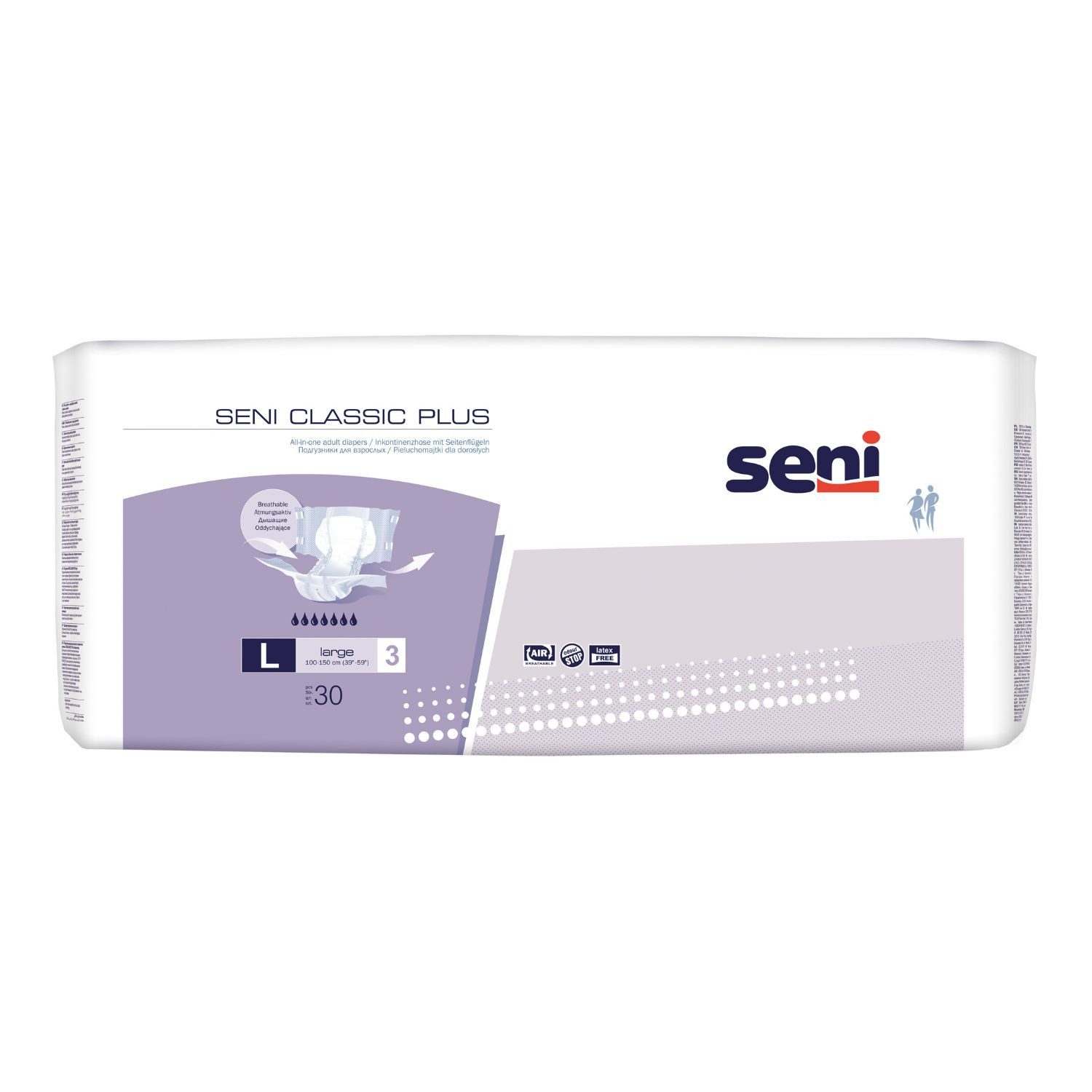 seni Inkontinenzboxer SENI Classic Plus Inkontinenzslips L 2 x 30 Stück (Multipack, 60-St., Gesamtmenge: 60 Stück, 2 Packungen à 30 Stück) Atmungsaktiv, latexfrei, Nässeindikator, seitlicher Auslaufschutz