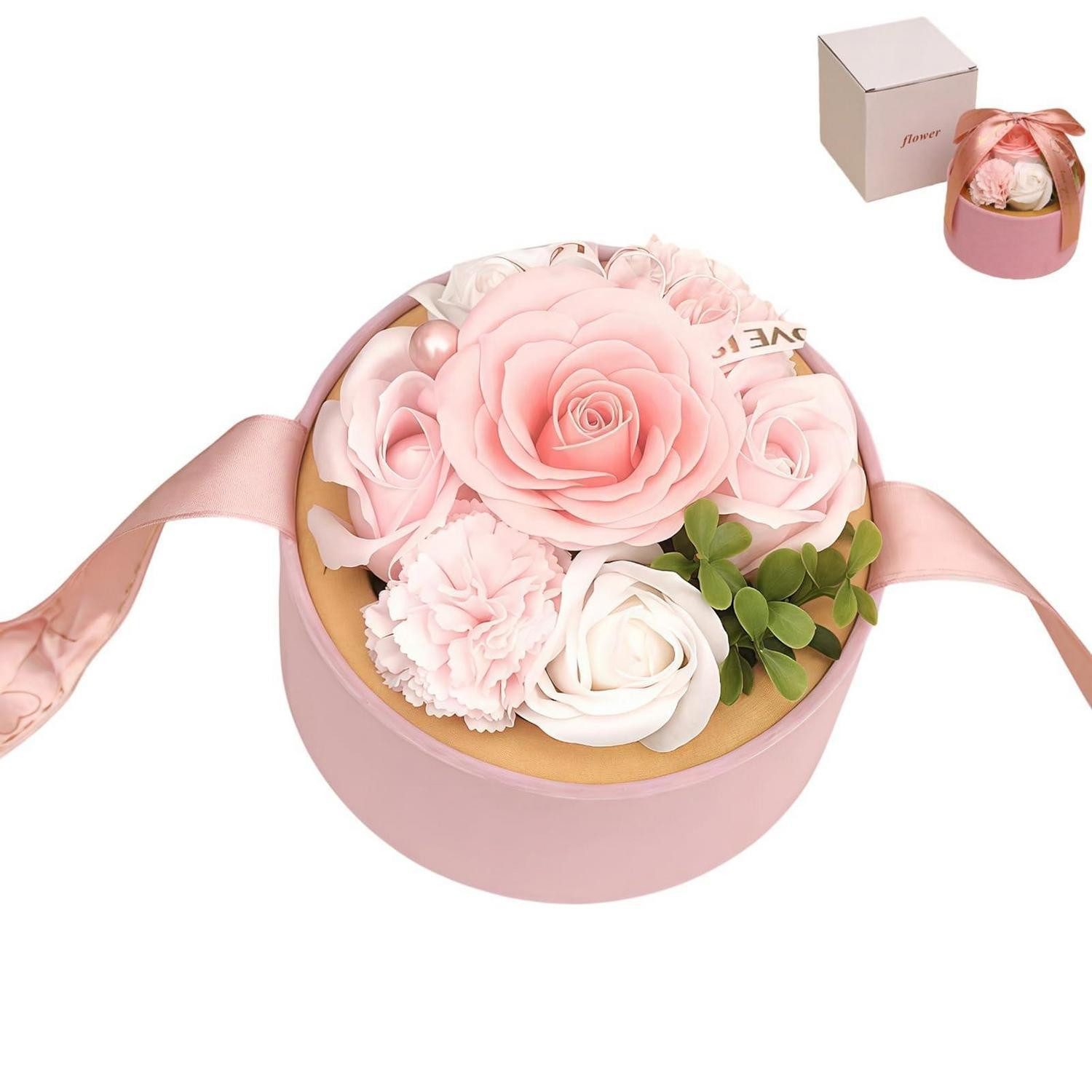LuxusKollektion Geschenkbox Seifenrosen Geschenkset rund transparent 13x13x13cm (1 St)