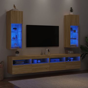 vidaXL TV-Schrank TV-Schränke mit LED-Leuchten 2 Stk Sonoma-Eiche 30,5x30x90 cm