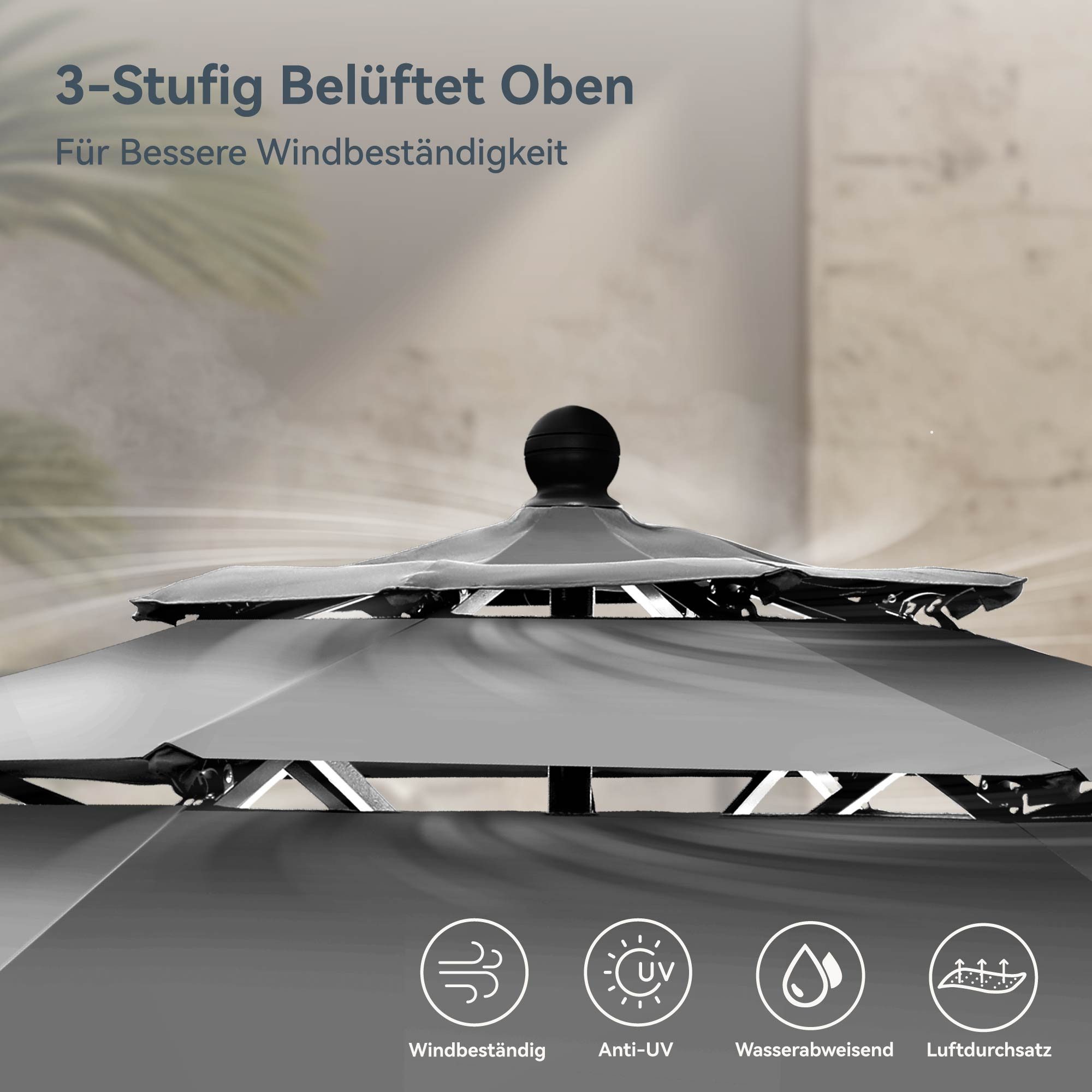 PHI VILLA Sonnenschirm, Ideal für Rasenflächen, günstig online kaufen