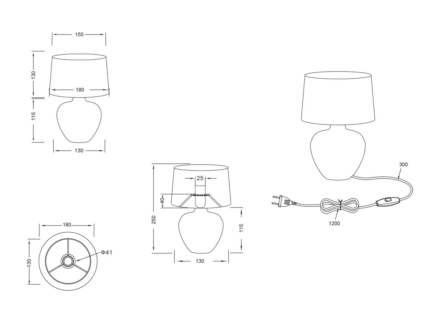 Reality Leuchten LED Tischleuchte, LED wechselbar, Warmweiß, kleine Design-klassiker mit Keramik & Stoff Lampenschirm Beige H: 25cm