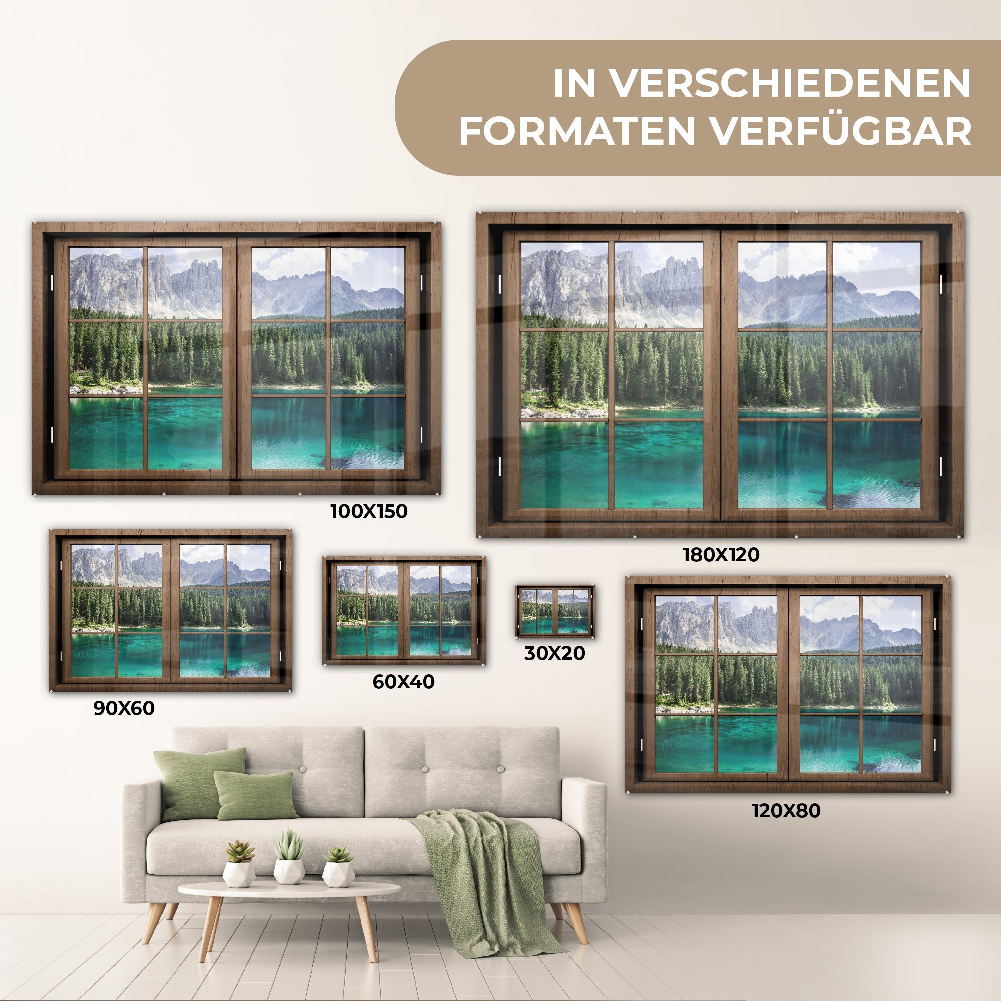 Wanddekoration Baum Glasbilder Wandbild Bilder - auf See, Aussicht Glas Foto Glas Acrylglasbild MuchoWow auf - - (1 St), - -