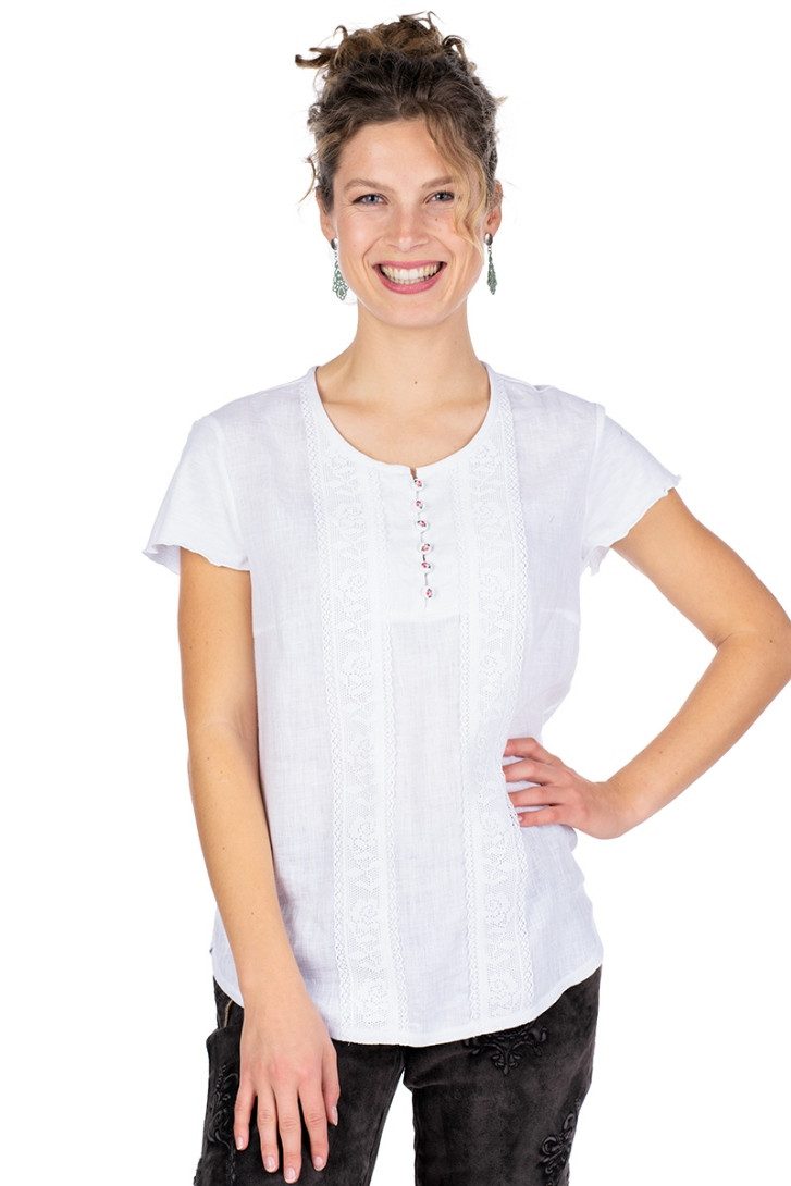 Trachtenbluse Blusenshirt - LANA - weiß