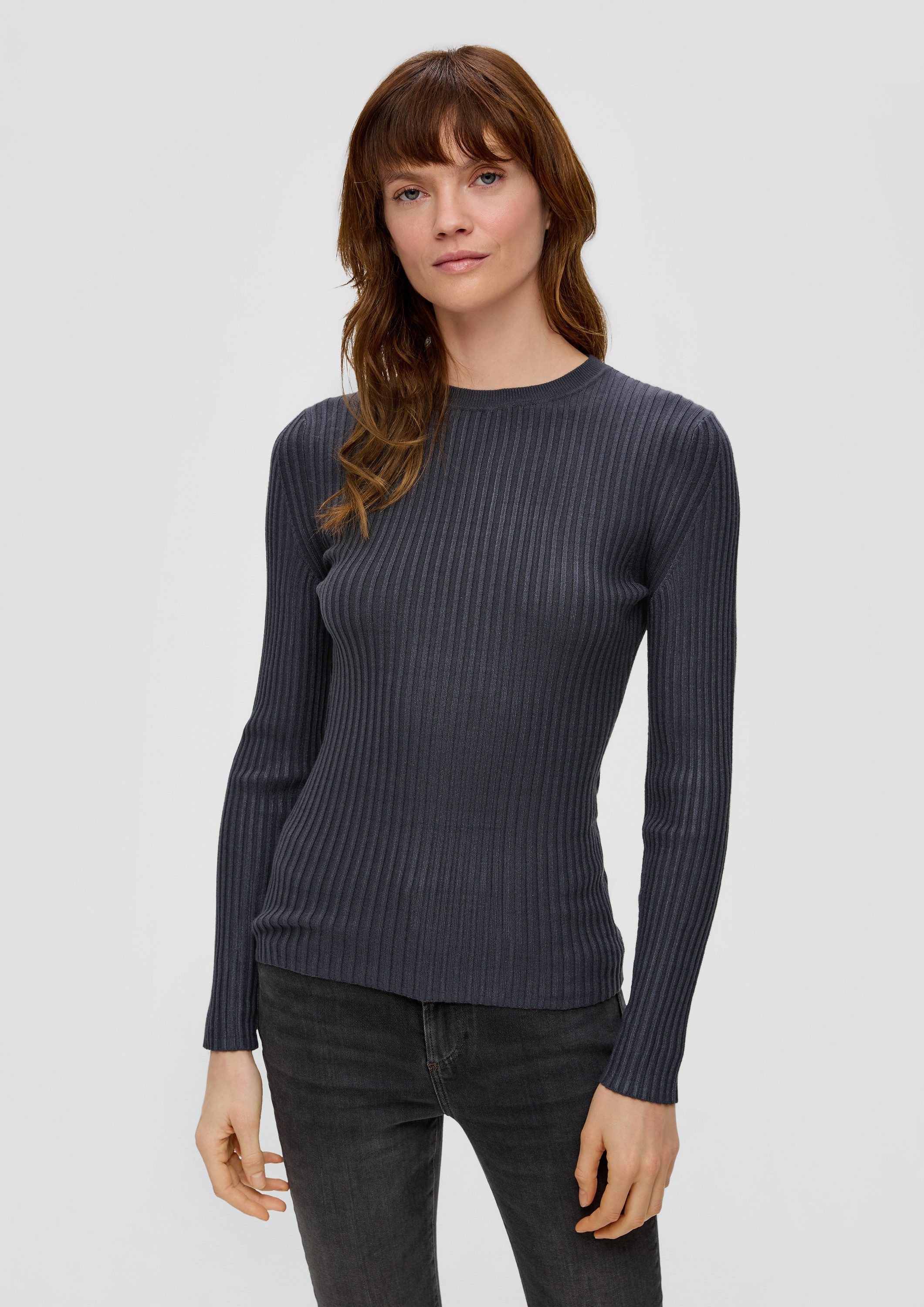 s.Oliver Longpullover Strickpullover Rippstrickpullover aus Viskosemix günstig online kaufen