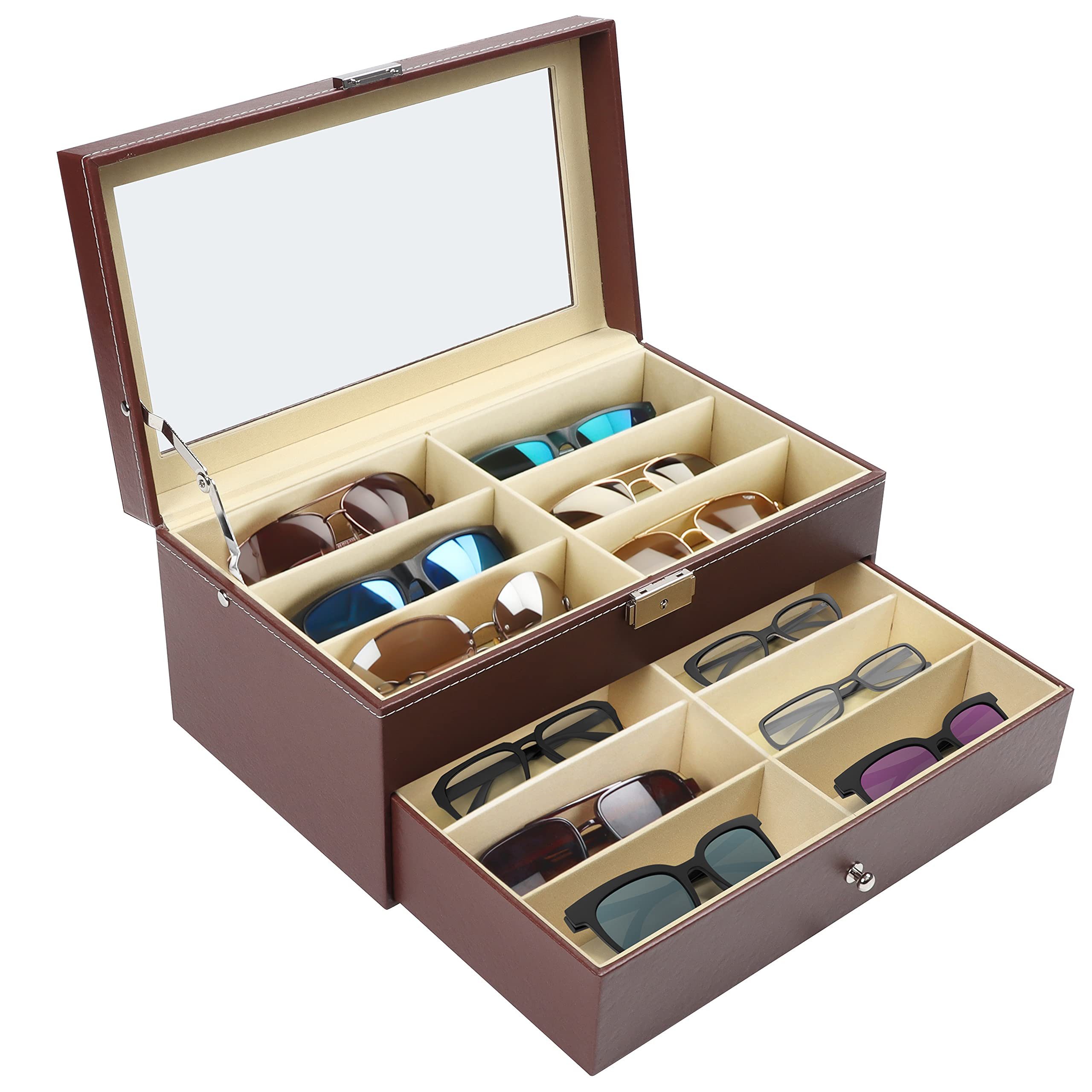 Kurtzy Schmuckkassette 12-Fach Brillenbox mit Schubladen (1 St)