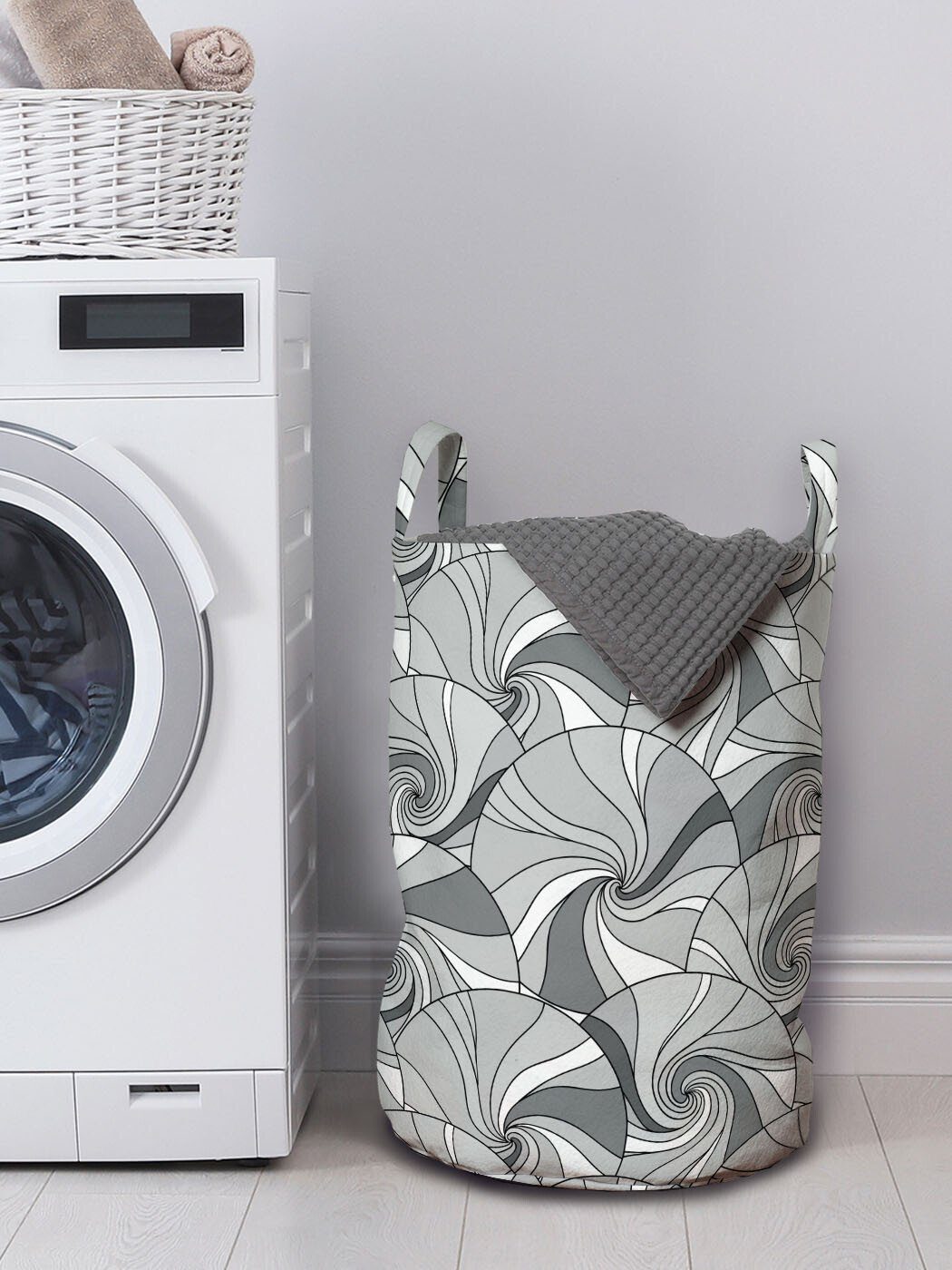 Wäschesäckchen Abakuhaus für Griffen Stripes Wäschekorb Doodle Waschsalons, Kordelzugverschluss Geometrisch mit Kreis