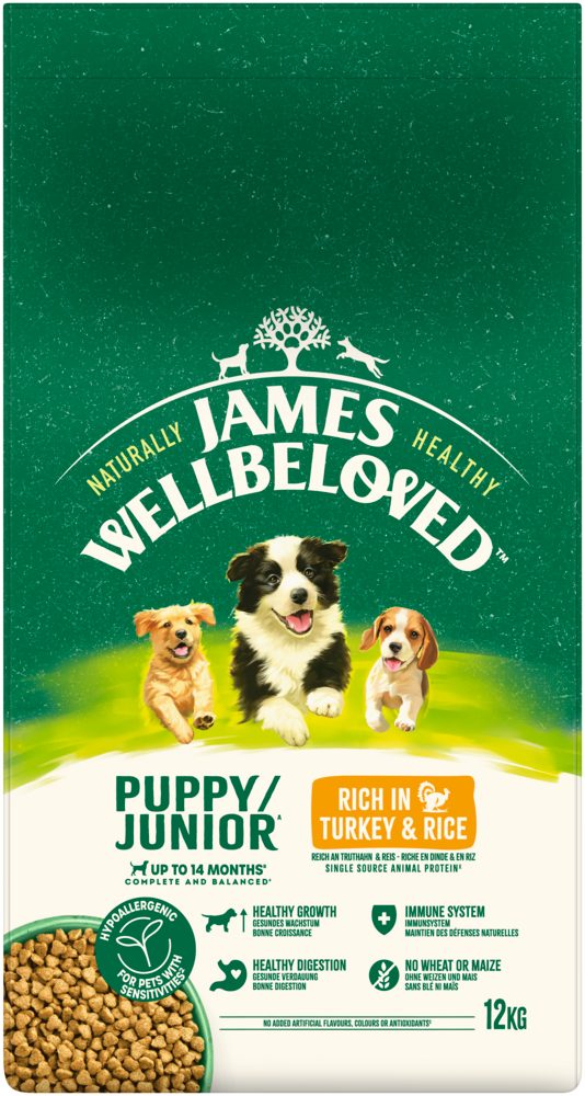 James Wellbeloved JAMES WELLBELOVED™ Hund Junior Truthahn & Reis 12kg, Trockenfutter für: Hunde