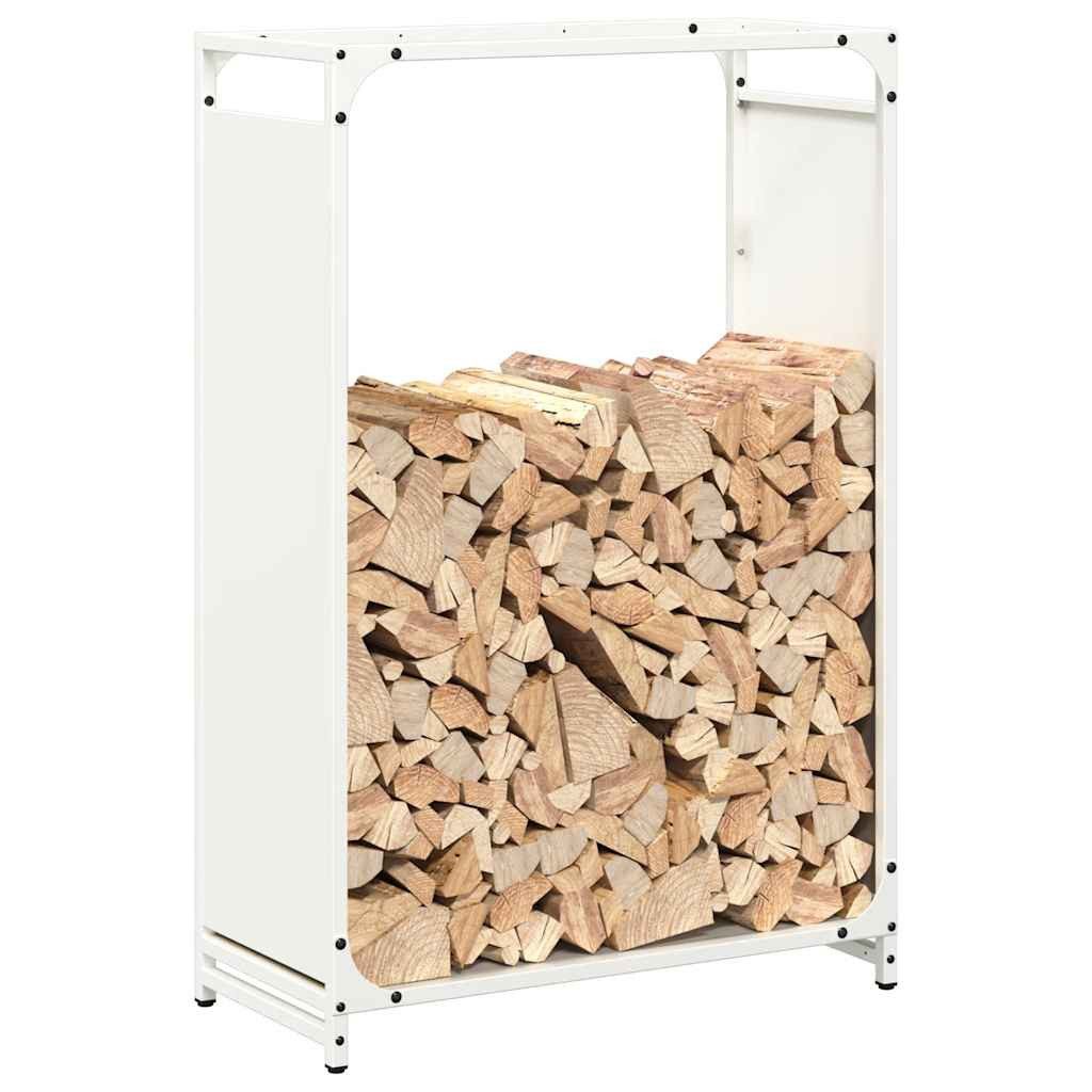 vidaXL Kaminholzregal 60 x 28 x 90 cm Brennholzregal Weiß 60x28x90 cm Kaltgewalzter Stahl, BxTxH:60x28x90 cm