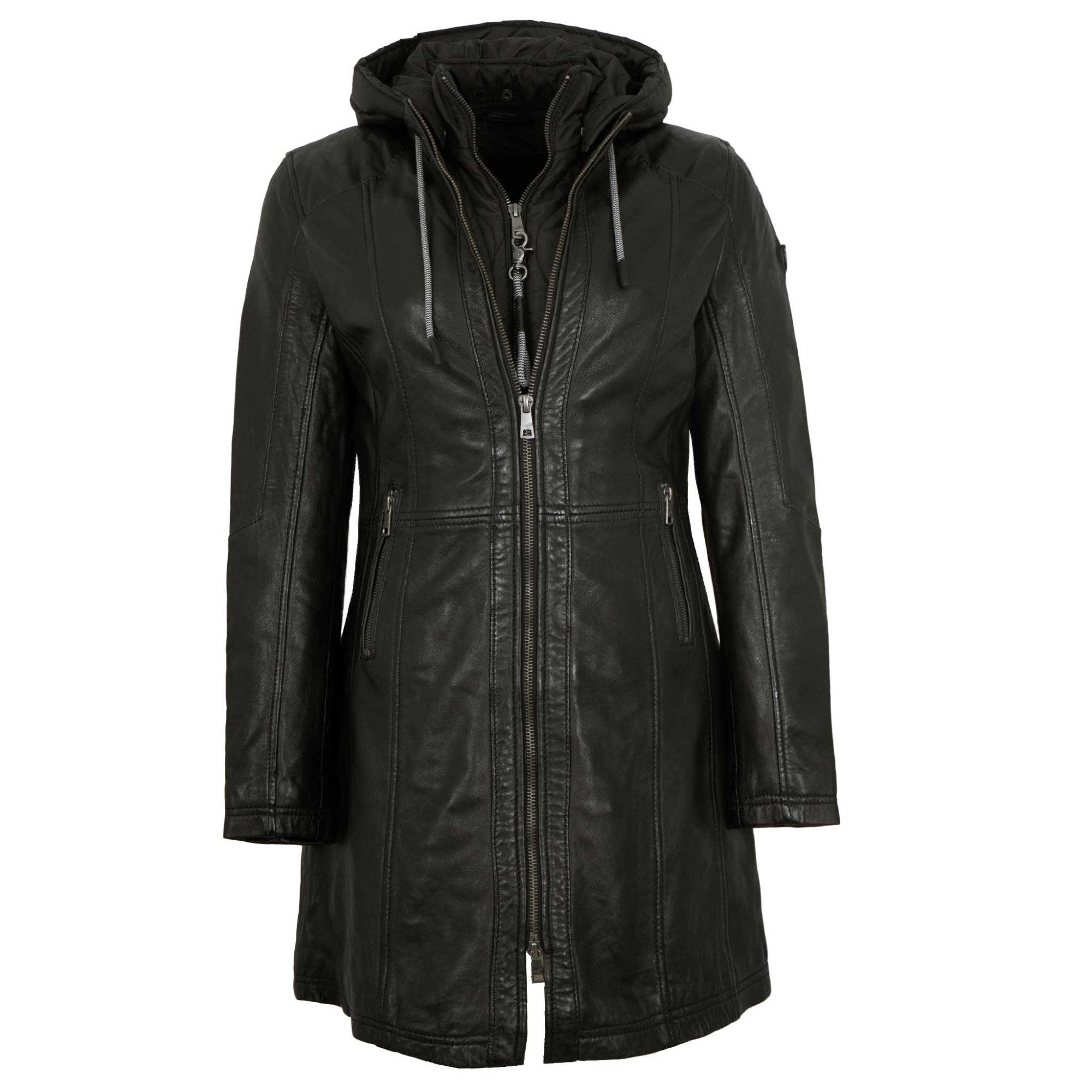 Mauritius Lederjacke MWMilene Mauritius - Damen Ledermantel Kapuze Lammnapp günstig online kaufen