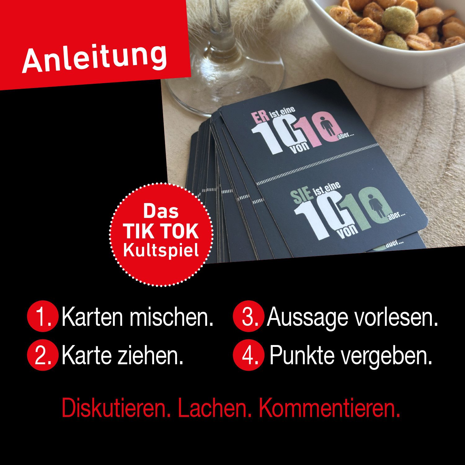 milindo Spiel Kult Kartenspiel, Er / Sie ist eine 10/10 aber ... das TikTok Kultspiel als Kartenspiel