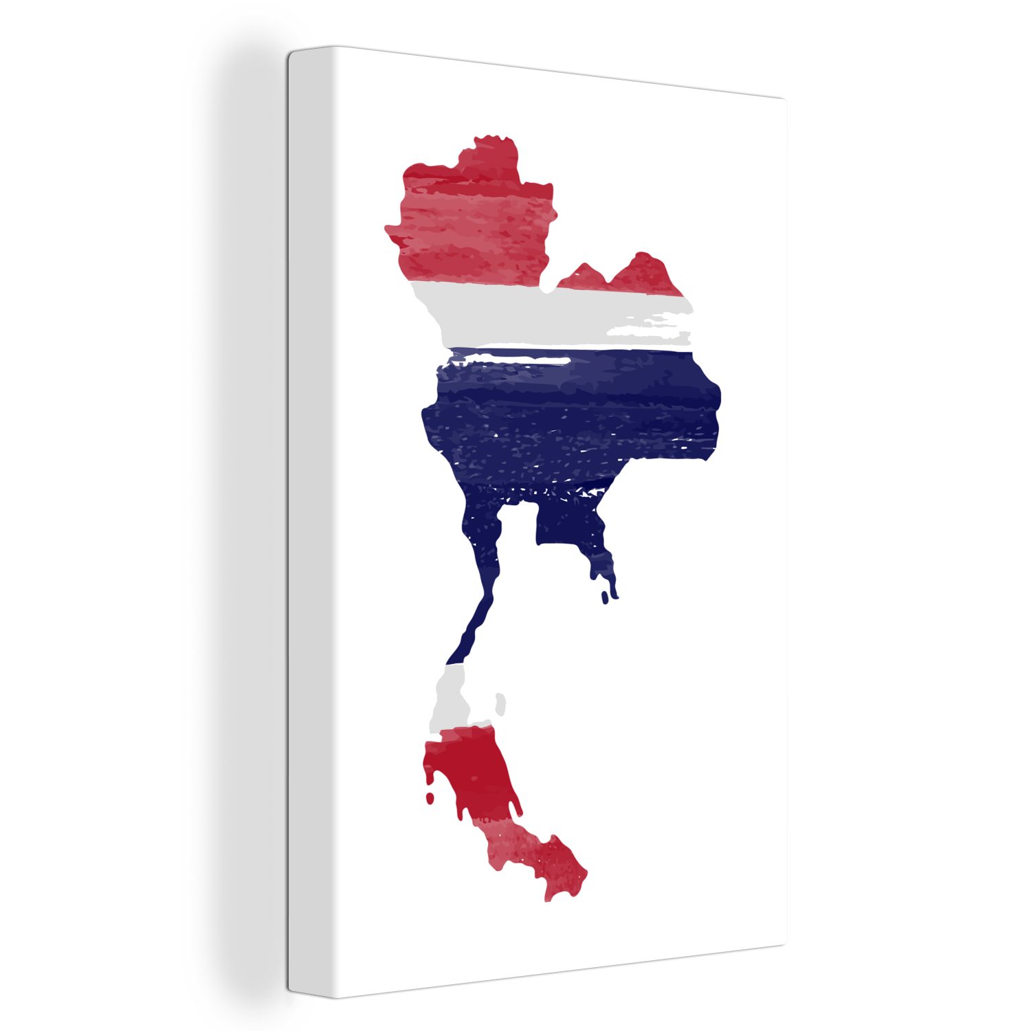 OneMillionCanvasses® Leinwandbild Karte mit Flagge Thailand, (1 St), Leinwandbild fertig bespannt inkl. Zackenaufhänger, Gemälde, 20x30 cm