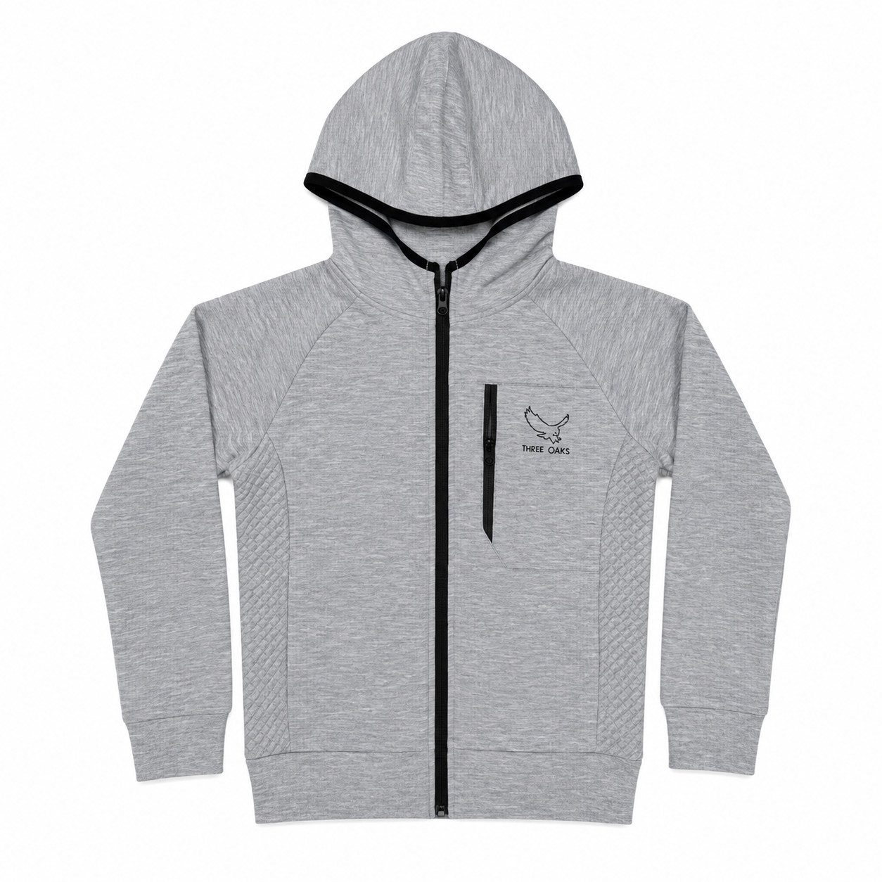 THREE OAKS Sweatjacke Kapuzensweatjacke für Jungen aus Scuba mit Reißverschlusstasche