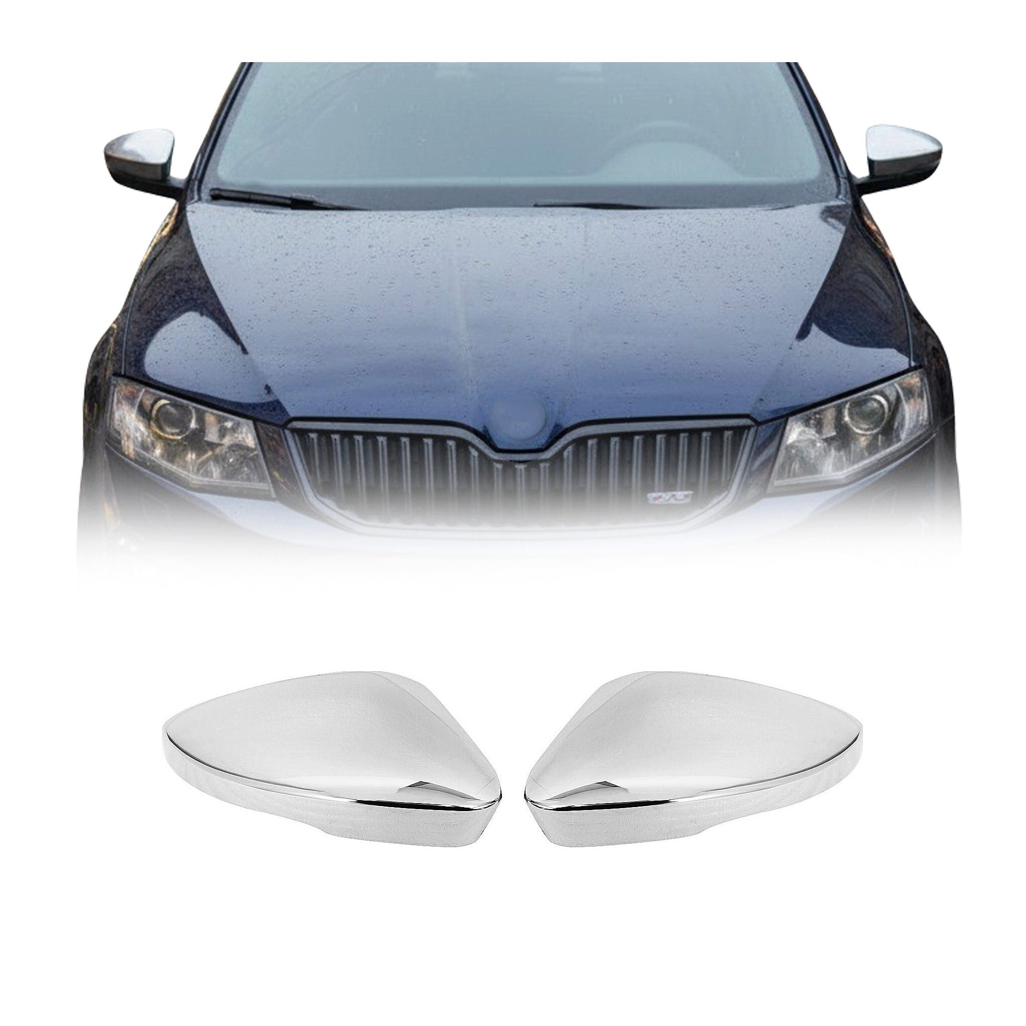 OMAC Zierleisten-Aufkleber Spiegelkappen für Skoda Octavia 5E 2013-2019 Edelstahl Silber, (2tlg), Langlebig,Einfache Reinigung,Einfache Installation,Rostbeständig