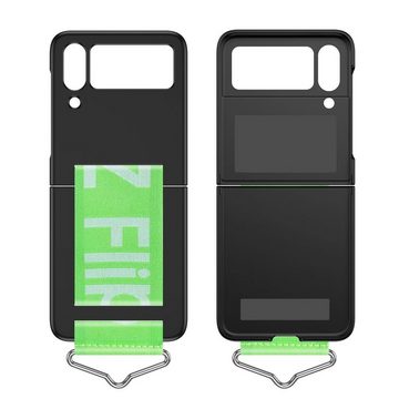 Wigento Handyhülle Für Samsung Galaxy Z Flip4 5G Kunststoff Design Handy Tasche Hülle Etuis Schwarz