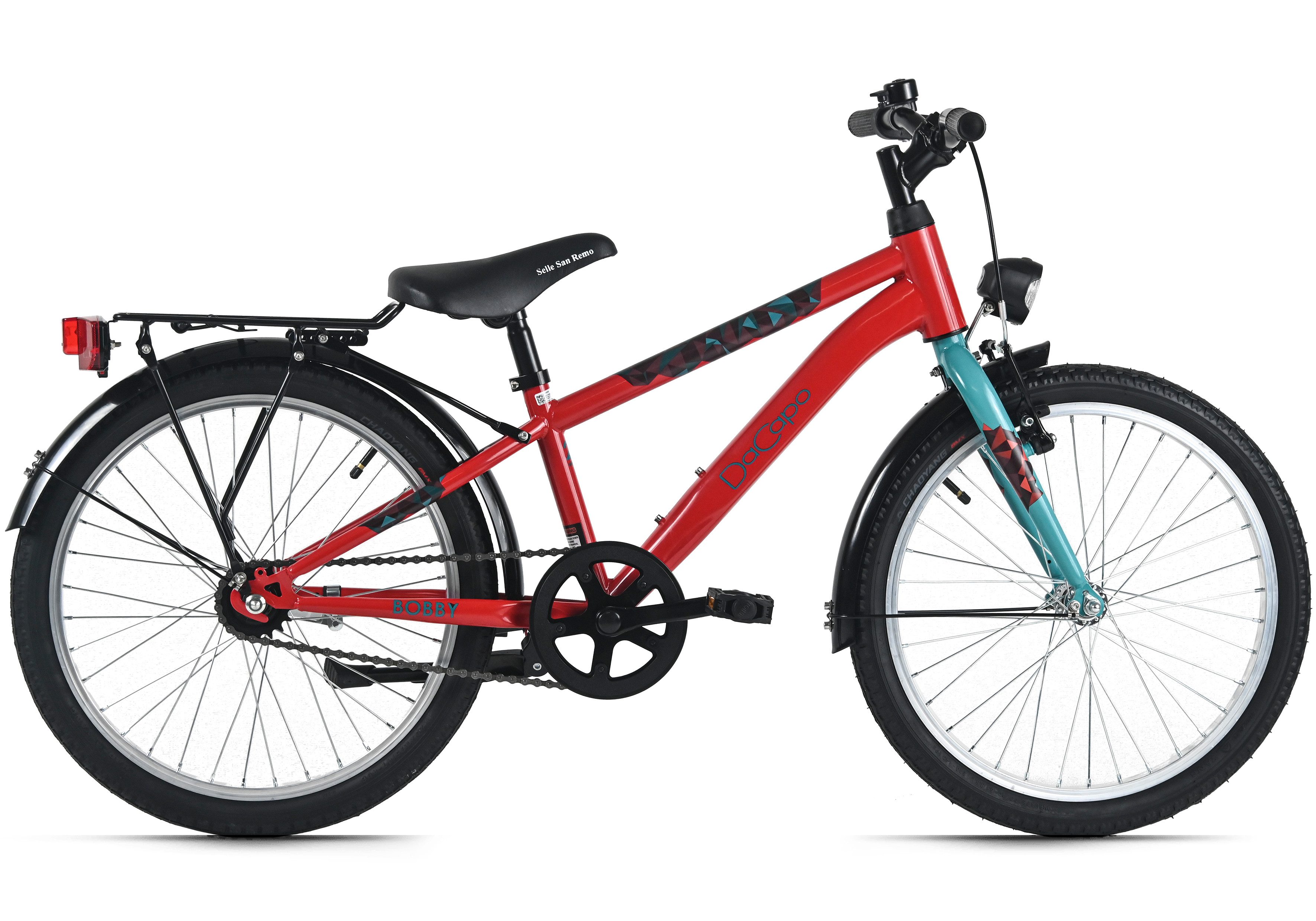 Dacapo Kinderfahrrad 20" Bobby Rot 1 Gang RH 27 cm mit Beleuchtung - Ab 6 Jahre, 1 Gang, ohne Schaltung