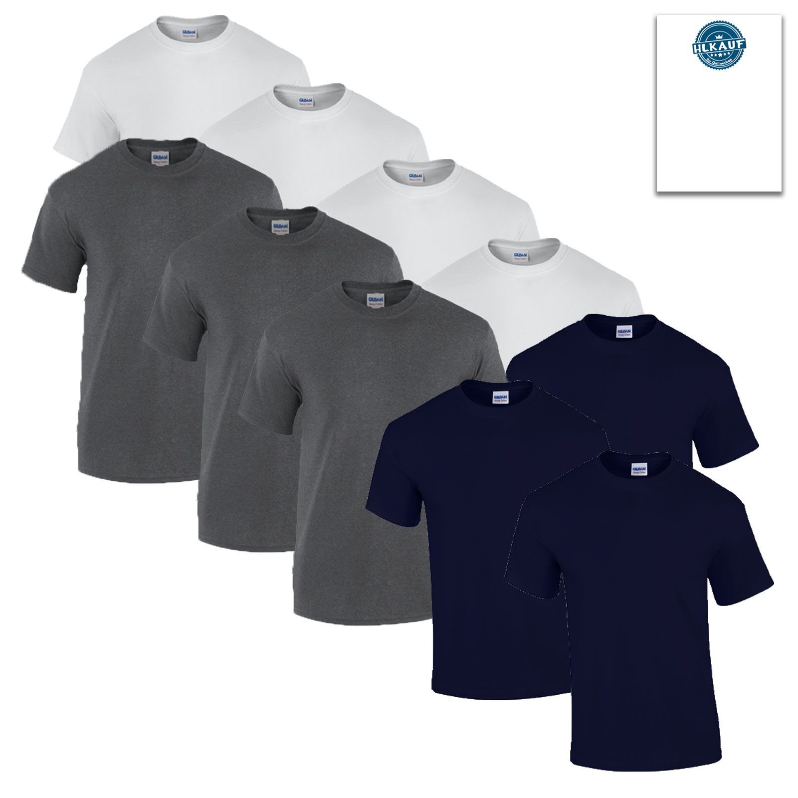 Gildan T-Shirt 10 T Shirts Heavy Cotton M L XL XXL 3XL 4XL 5XL Diverse Farben