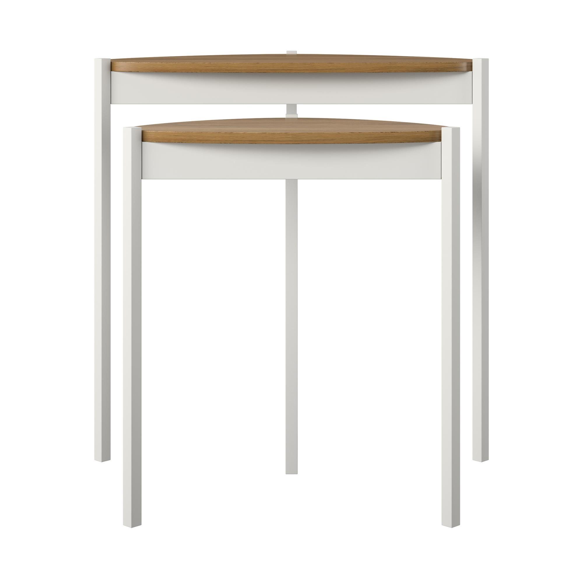 loft24 Satztisch Tallulah (2-St), Beistelltisch, Wohnzimmertisch Set, Metallgestell, Walnuss Optik
