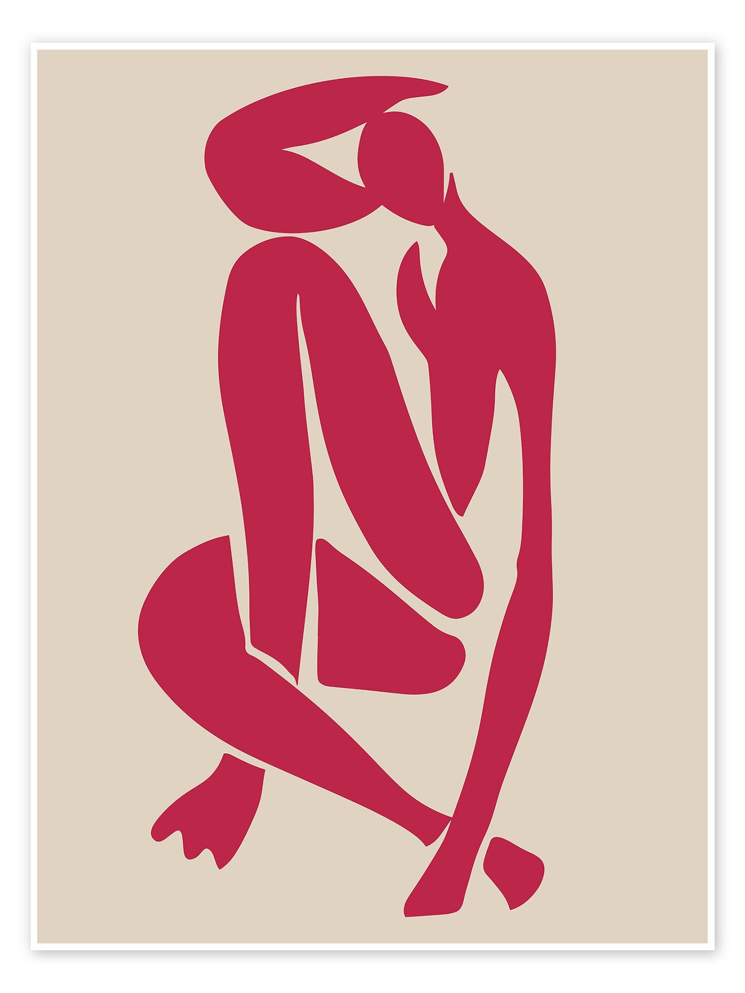 Posterlounge Poster Matisse Inspired Art, Viva Magenta Matisse Figurine II, Viva Magenta Living Grafikdesign