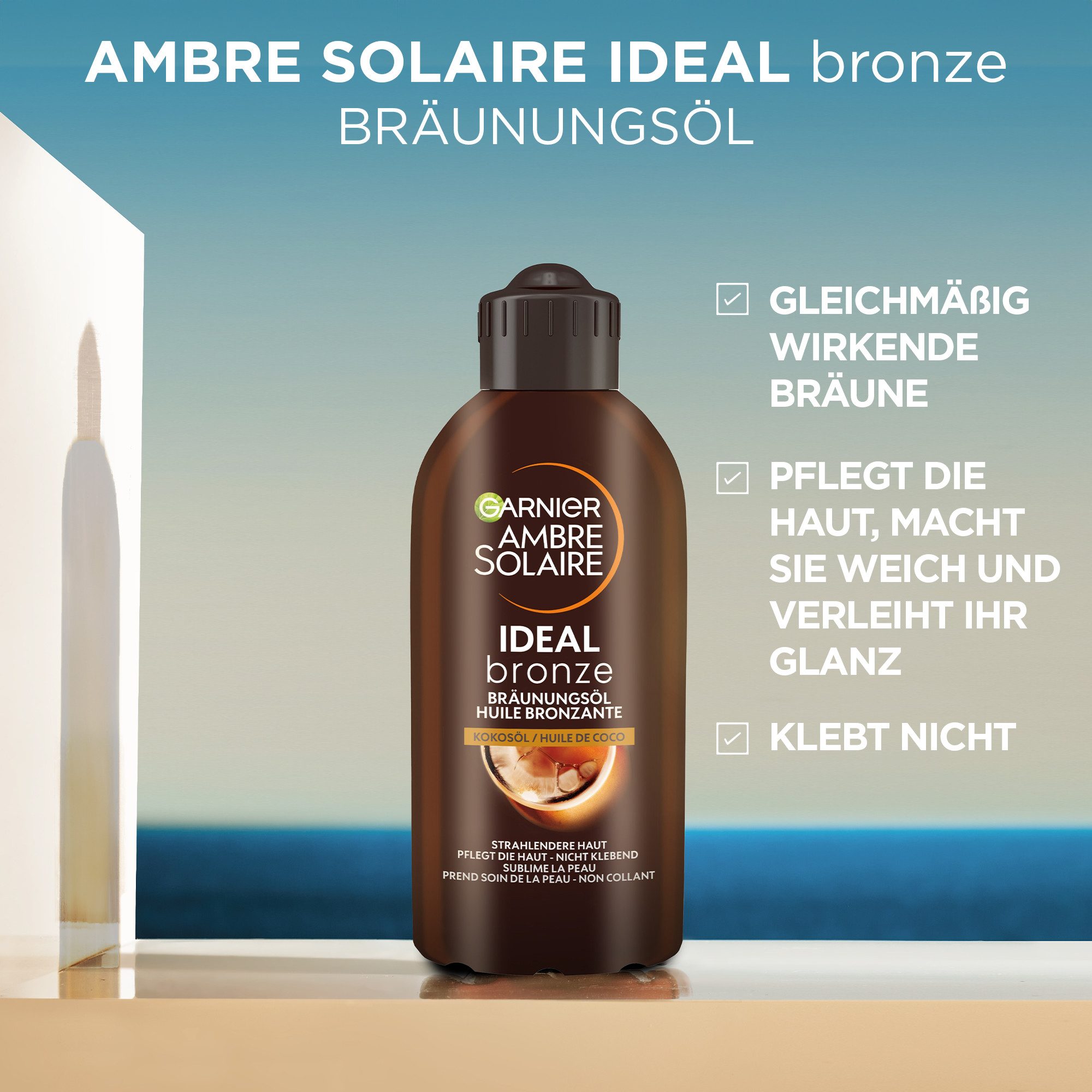 GARNIER Sonnenschutzöl AMBRE SOLAIR TIEFBRAUN SONNENÖL, für den Körper, mit leichter und schnell einziehender Formel