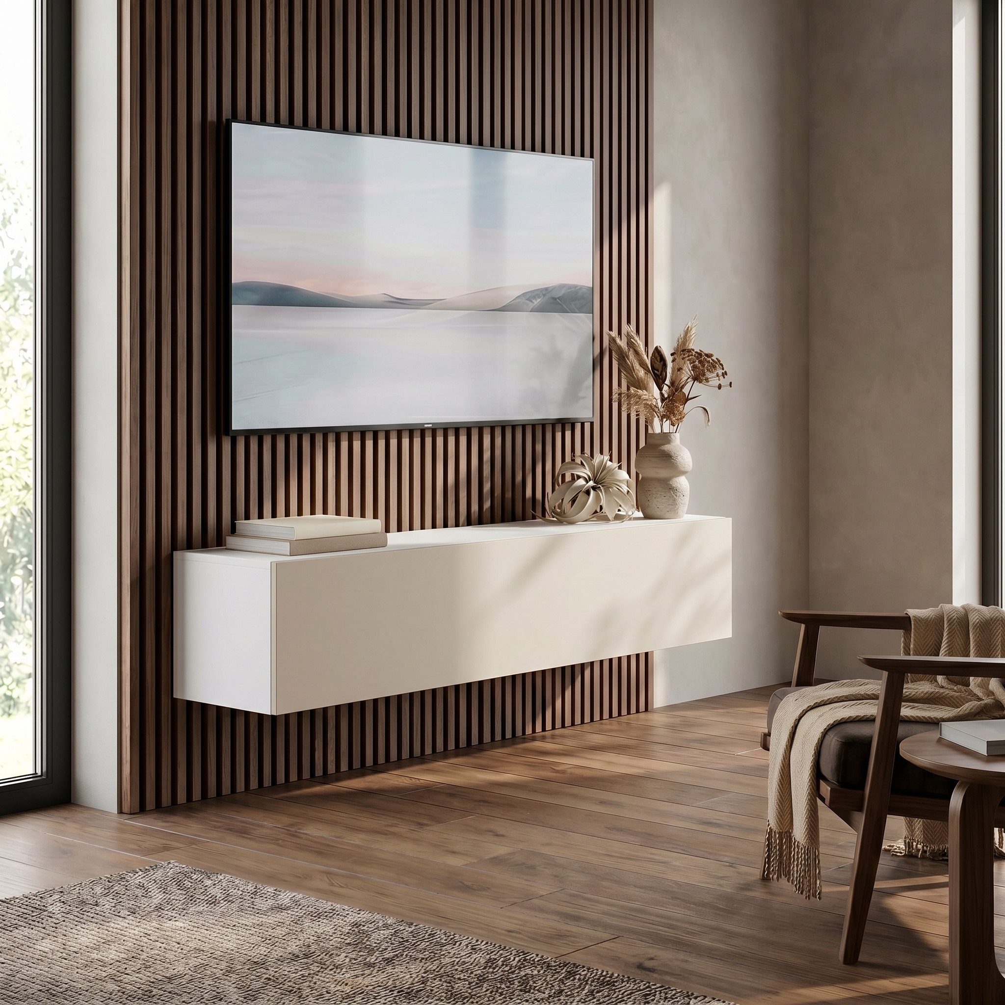 InnoFurn TV-Board Vela (1x hängender Tv-Schrank), Sanftes Öffnen, Made in Germany, Modernes Design, hängender Tv-Board