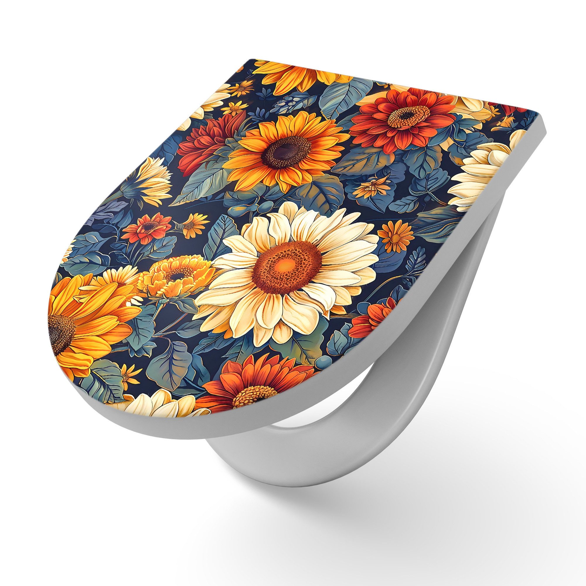 DEQORI WC-Sitz 'Der Blütentanz', WC Toilettensitz bedruckt Klobrille Toilettendeckel Motiv WC-Brille