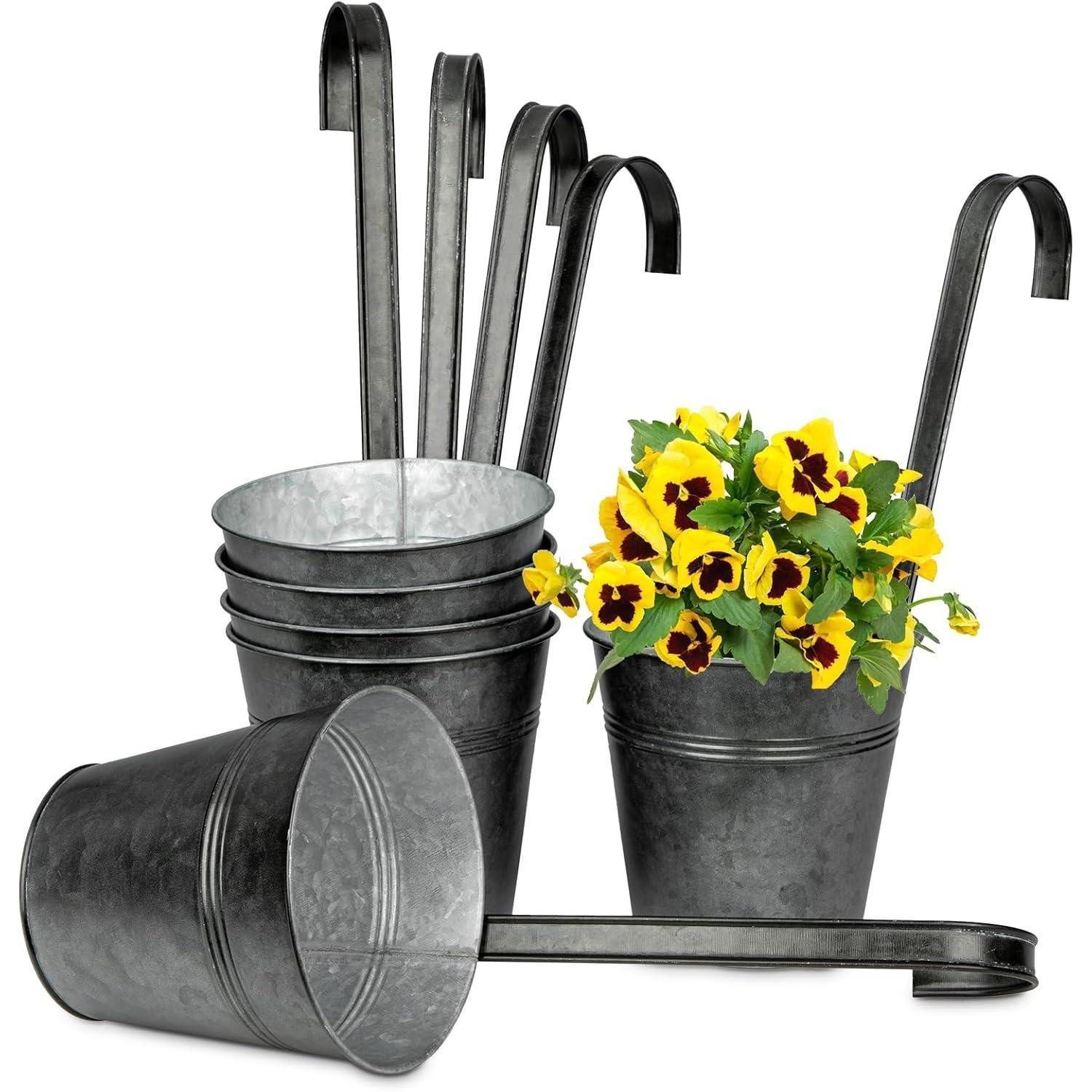 Oairse Blumentopf 6er Set Hängende Blumentöpfe verzinkter Stahl für moderne Dekoration