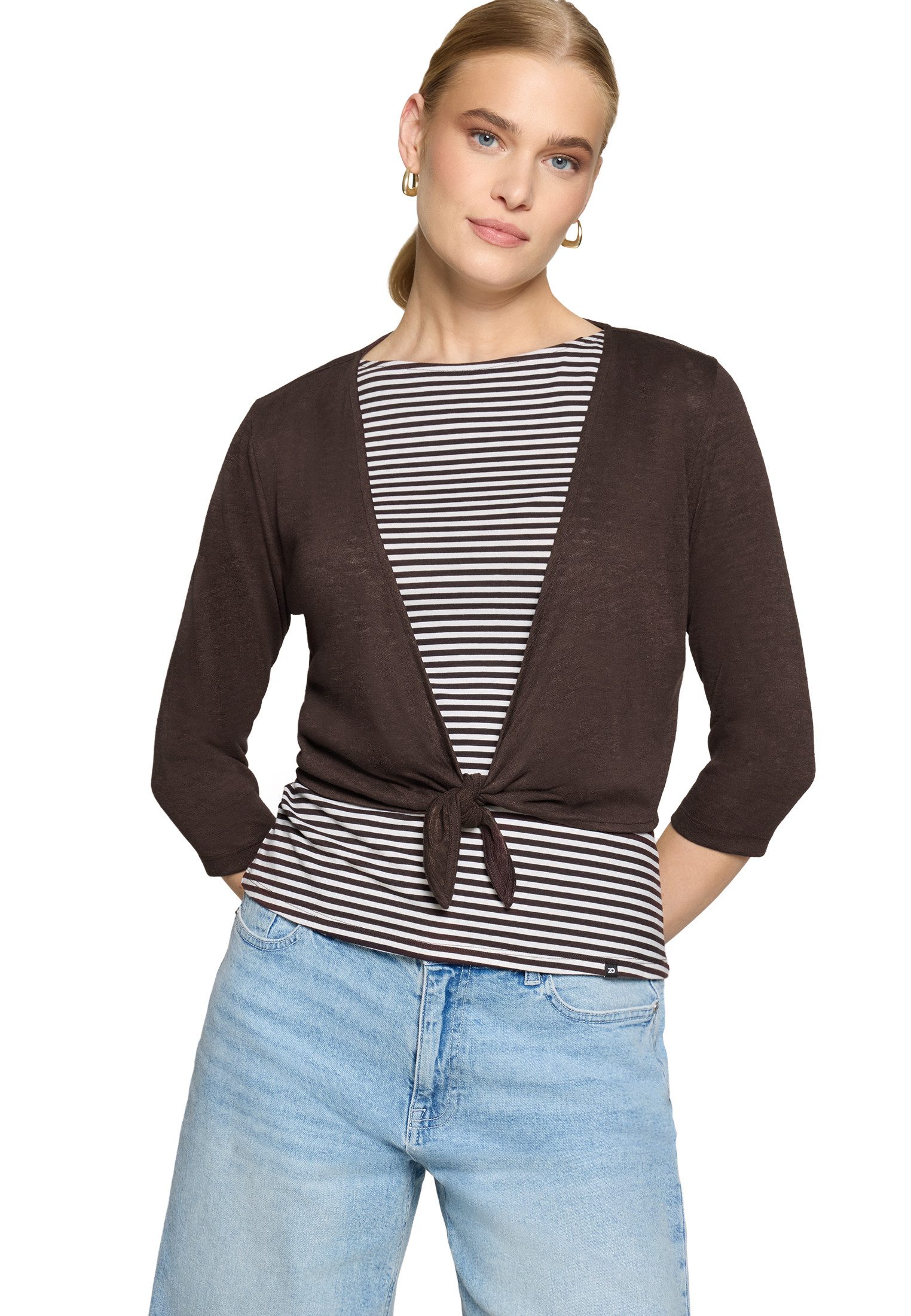 Zero Sweatjacke Damen mit 3/4 Arm Wickel-Design