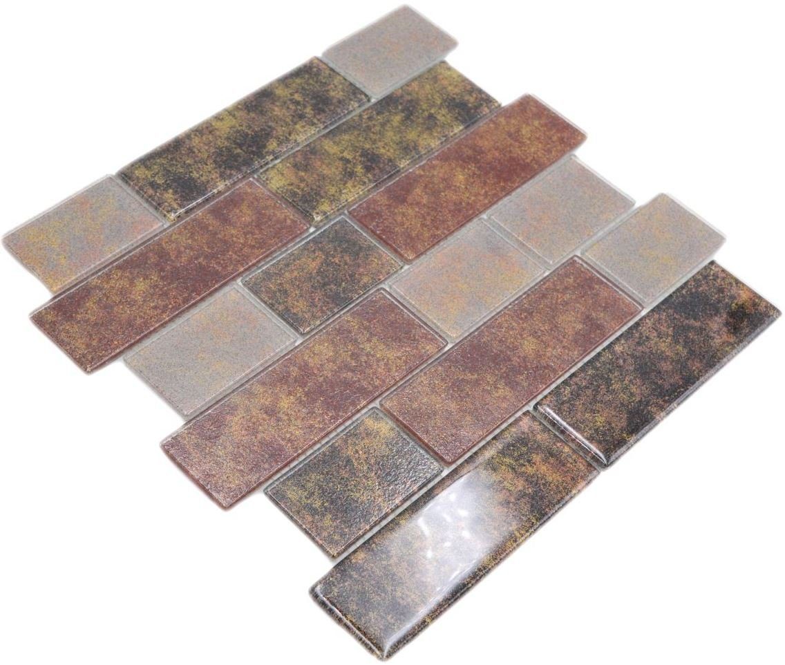 Matten glänzend 10 Crystal Glasmosaik Mosaikfliesen / braun Mosani Mosaik