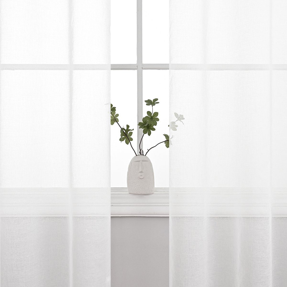 Deko (2 St), Ösen Weiß Gardine Vorhang, Fensterschal HOMEIDEAS,
