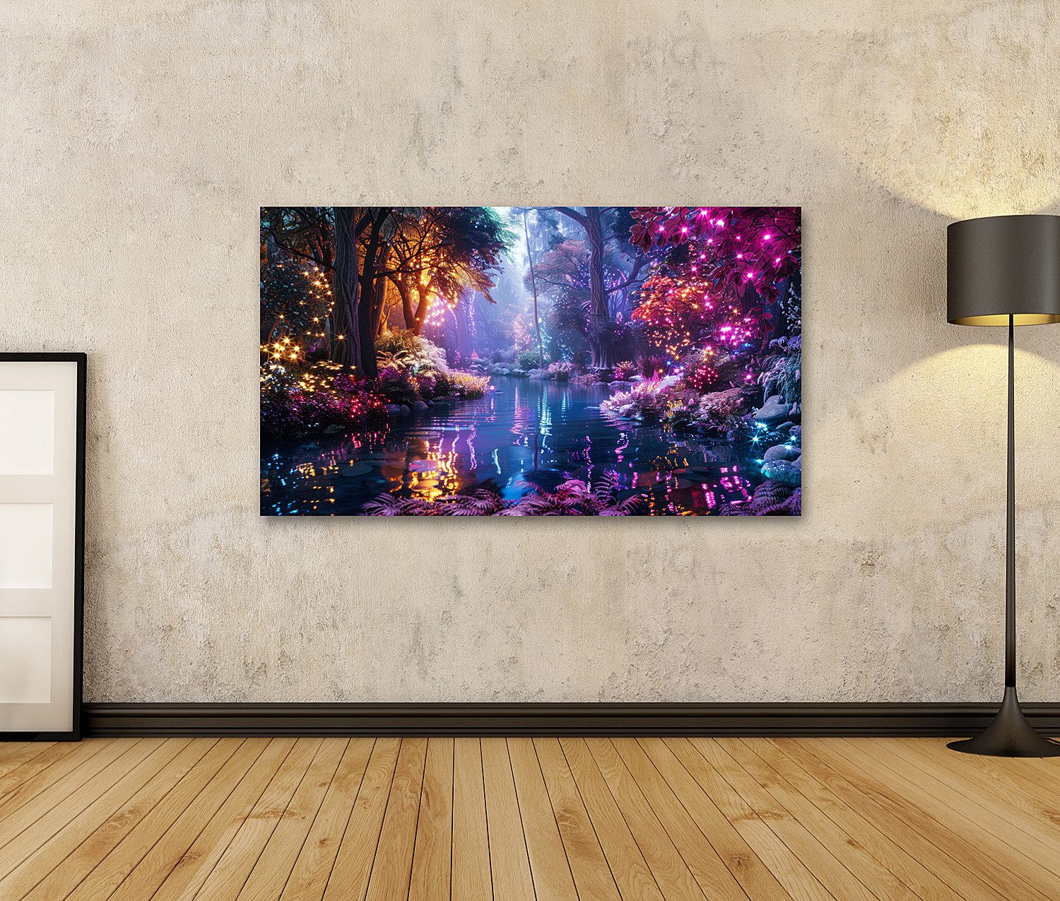 islandburner Leinwandbild Verzaubertes Lichterwald Panorama Wandbild – Bild 2 von 5