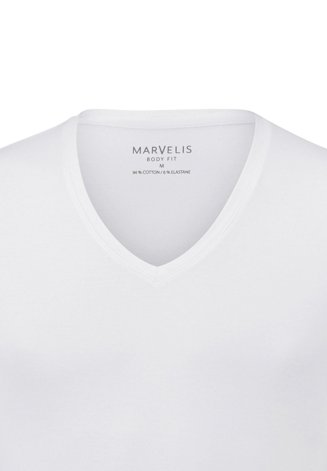 MARVELIS zum - - weiß Body Unterziehen (2-tlg) V-Shirt Fit Doppelpack V-Ausschnitt T-Shirt Ideal -