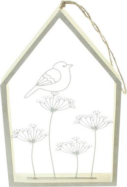 Dekoleidenschaft Dekohänger "Vogelhaus" aus MDF & Metall weiß, 23 cm hoch, Hängedeko, Fensterdeko, Wanddeko, Hängedekoration, Dekofigur zum Aufhängen, Frühlingsdeko
