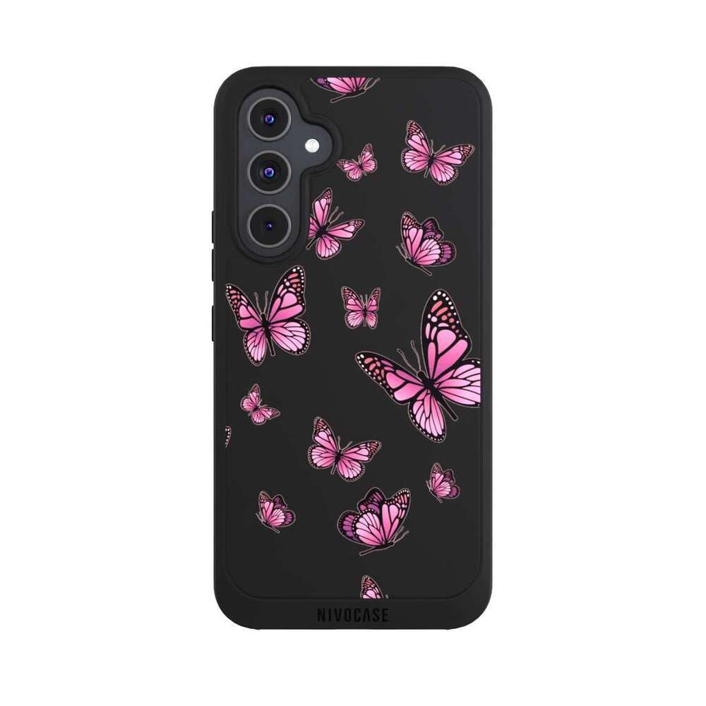 NIVOCASE Handyhülle Schmetterling Muster Motiv ohne Hintergrund Schmetterlinge Pink, Samsung Galaxy A54 5G Handyhülle Hülle NIVOpure Case Schwarz